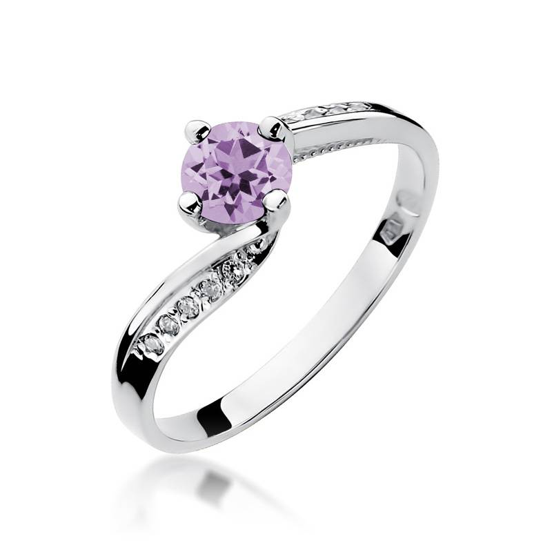 Bague en or avec améthyste 0,50 ct et diamants 0,05 ct