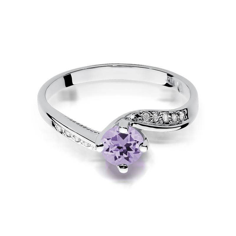 Bague en or avec améthyste 0,50 ct et diamants 0,05 ct