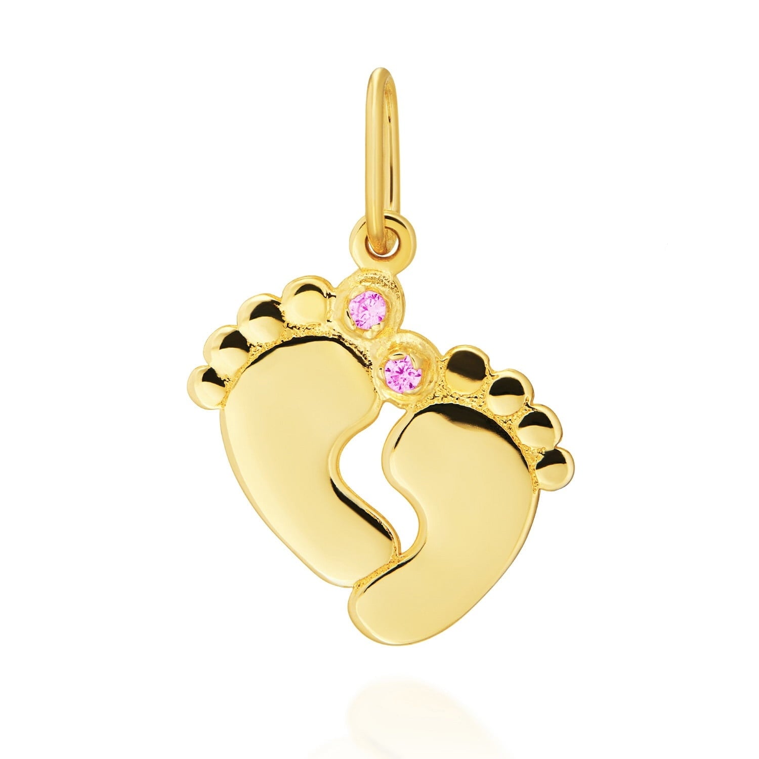 Gold Necklace with Large Feet and Pink Zircons