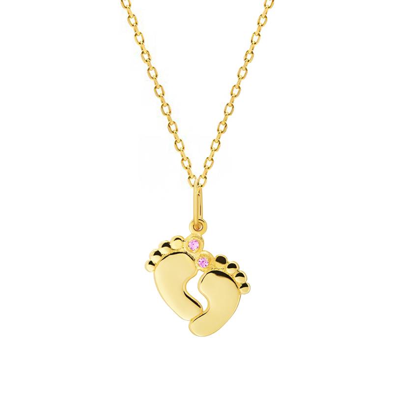 Collana in Oro con Piedi Grandi con Zirconi Rosa