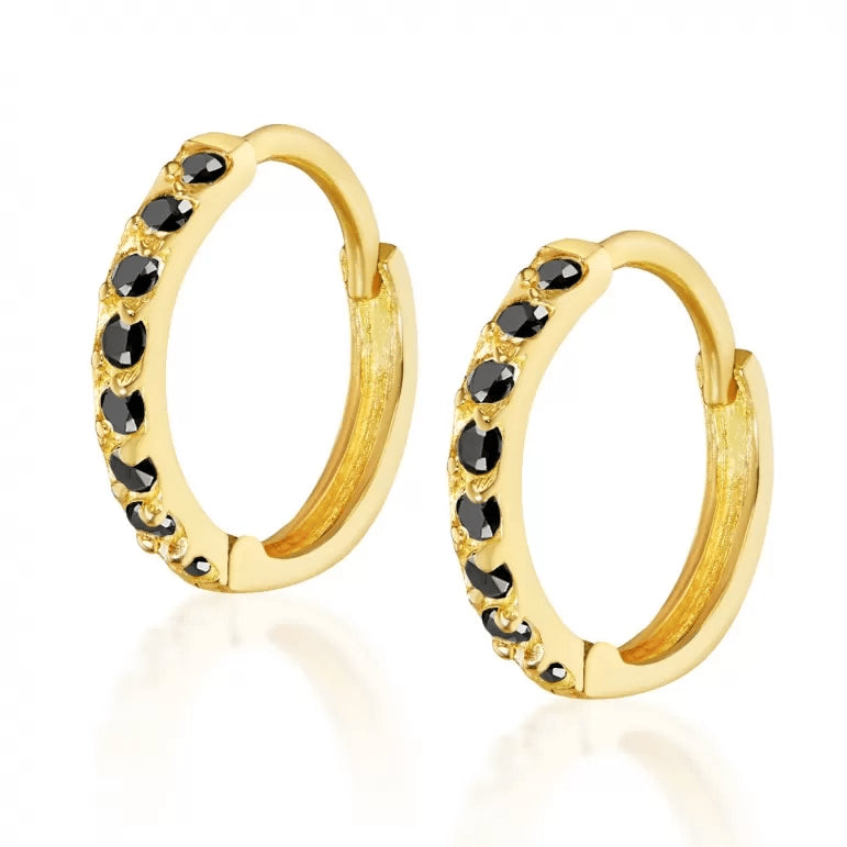 Orecchini in Oro Pavé con Zirconi Nero