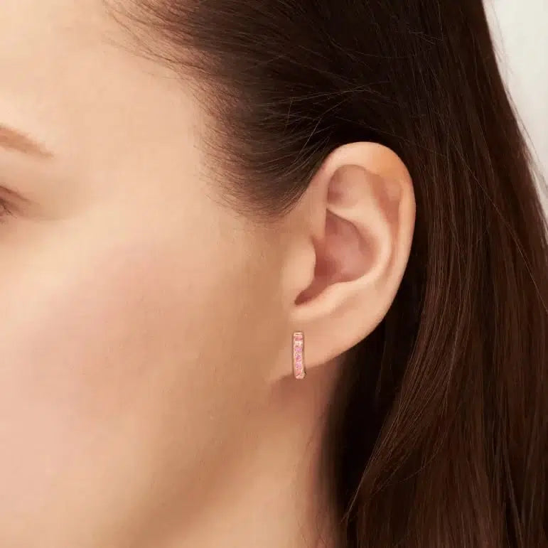 Orecchini in Oro Pavé con Zirconi Rosa