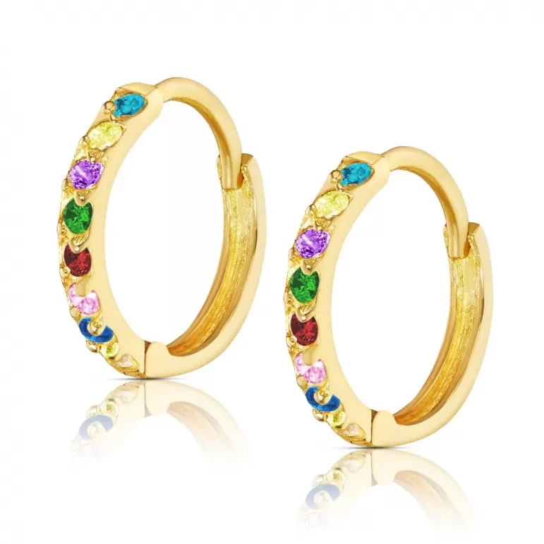 Orecchini in Oro Pavé con Zirconi Multicolor