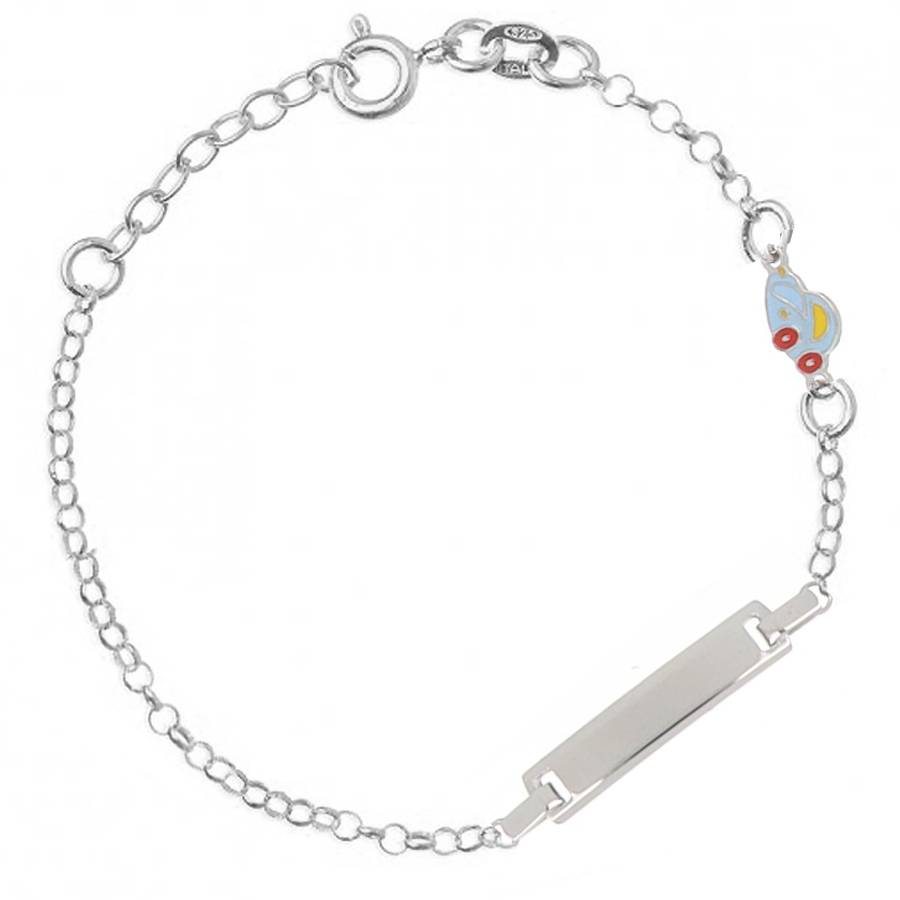 Silver Bracelet with Vintage Blue Car