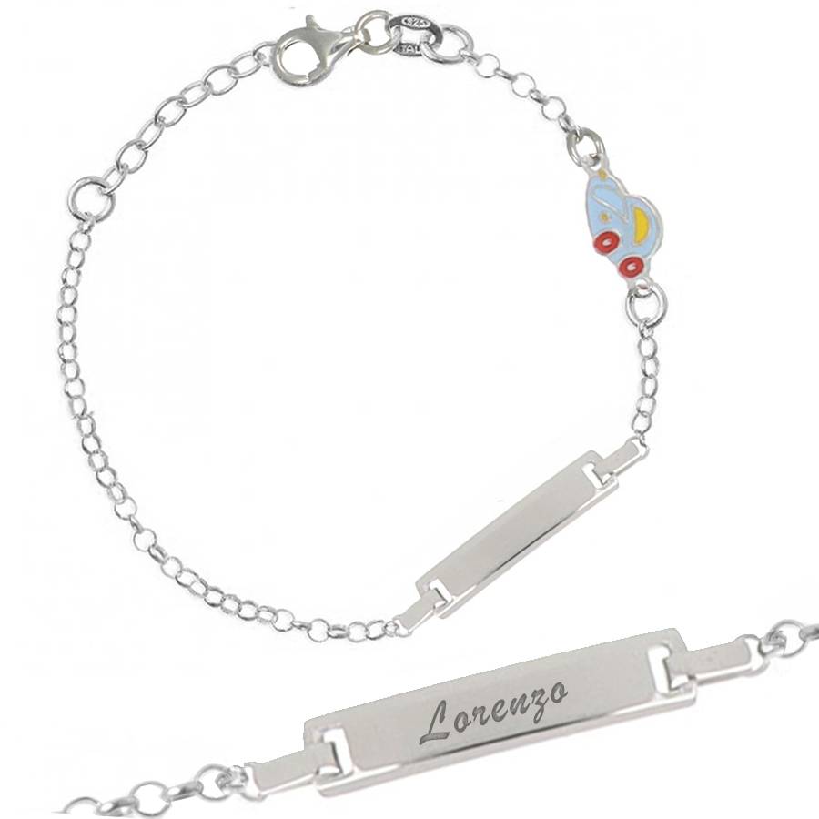 Silver Bracelet with Vintage Blue Car