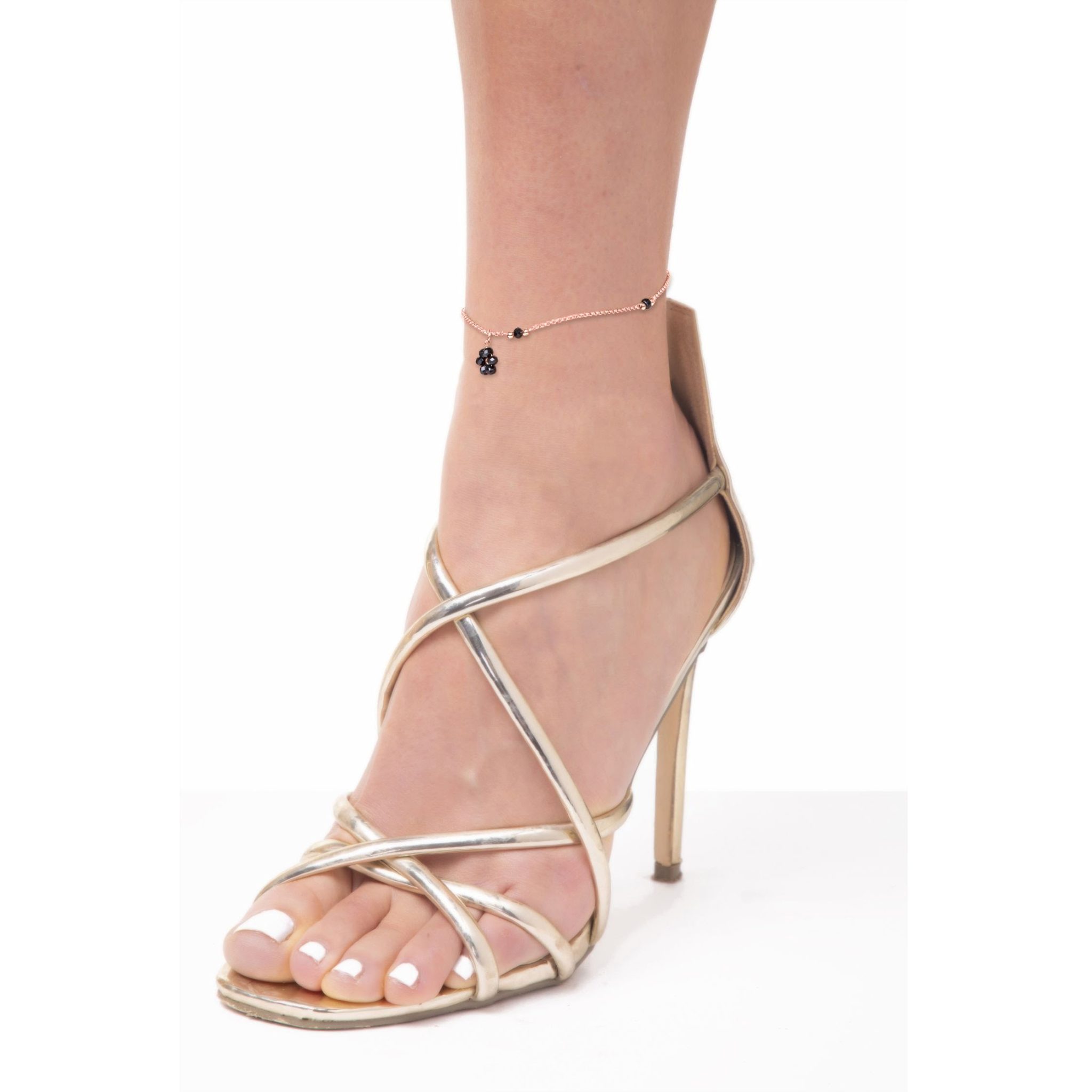 Cavigliera con Fiore Nero Rosé