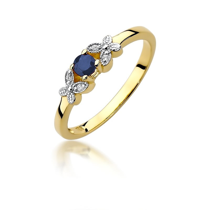 Anillo Butterfly en oro con Zafiro y 4 Diamantes