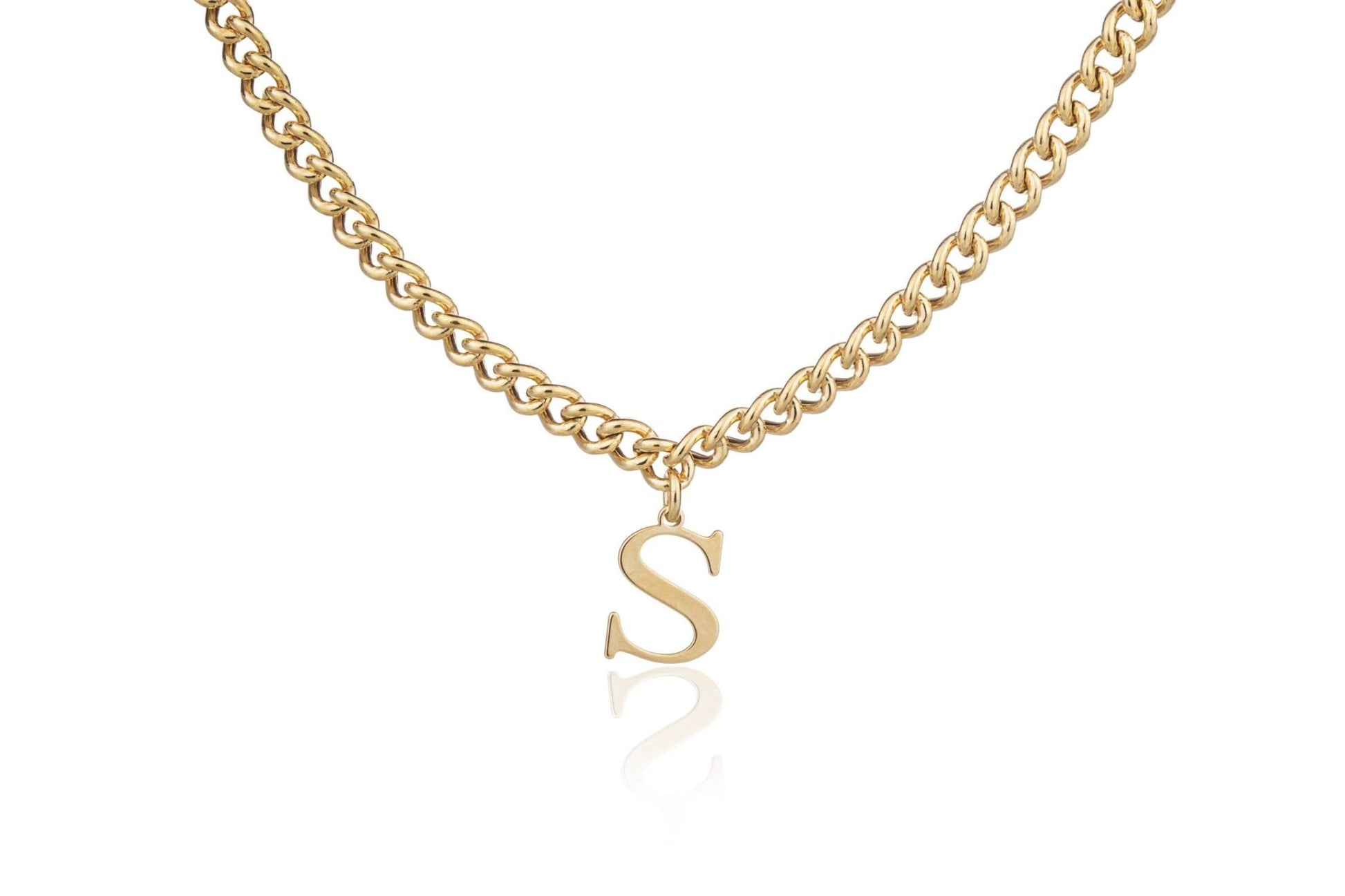 Gold-Plated Silver Chain Anklet with Letter