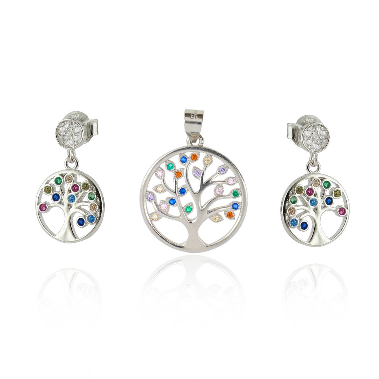 Tree of Life Set with Multicolor Zircons