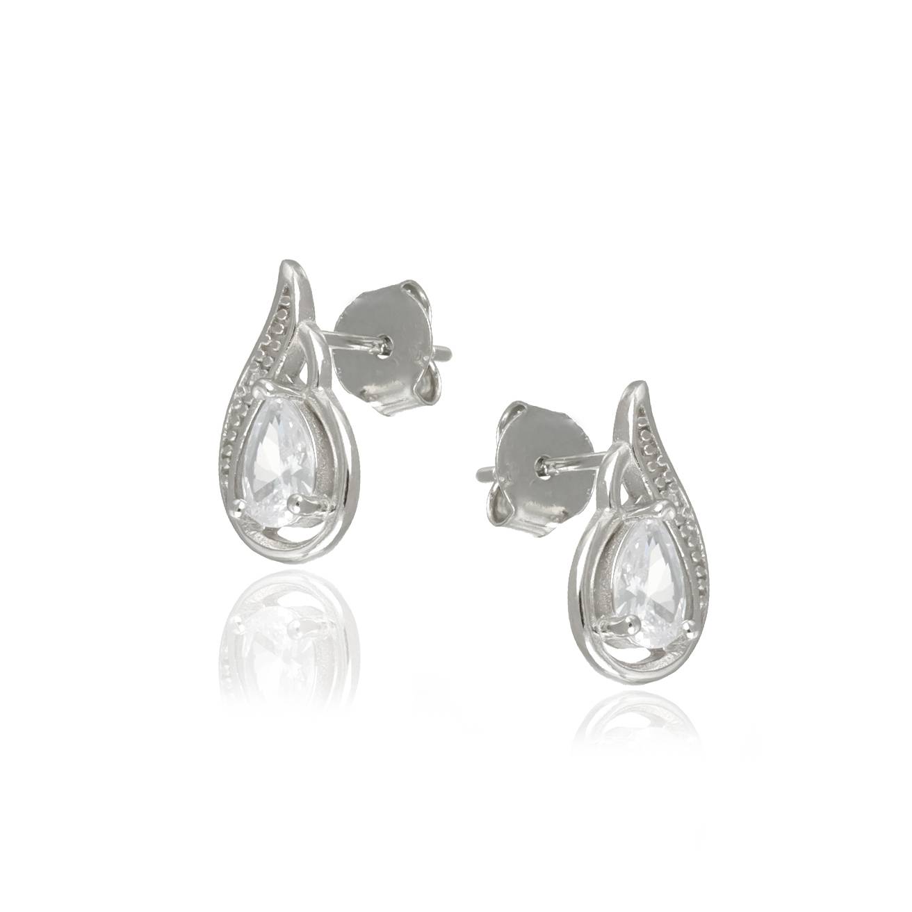 Pendientes Hoja con Circonita Blanca