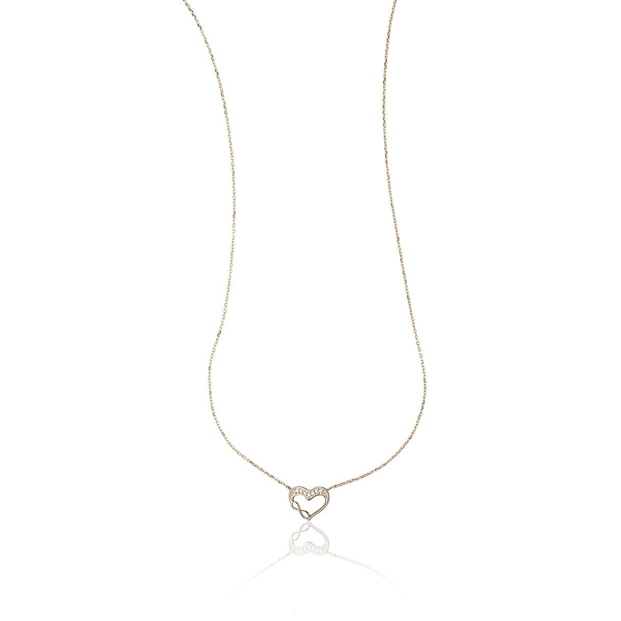 Gold Necklace with Heart and Zirconia