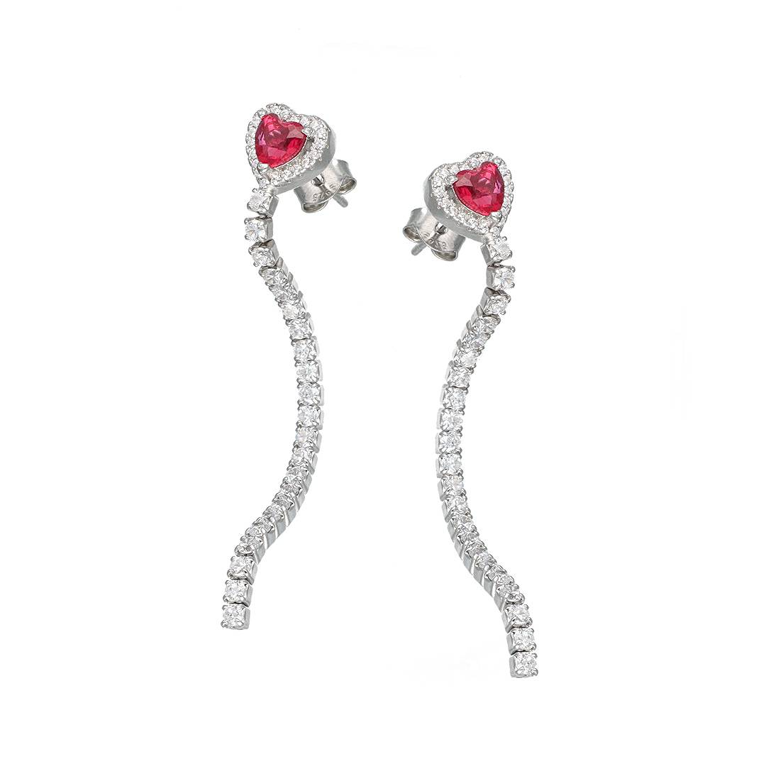 Pavé Heart Red Earrings