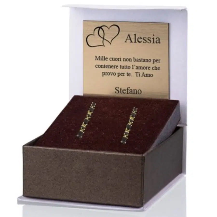 Orecchini Crystal Dorati con Zirconi Neri