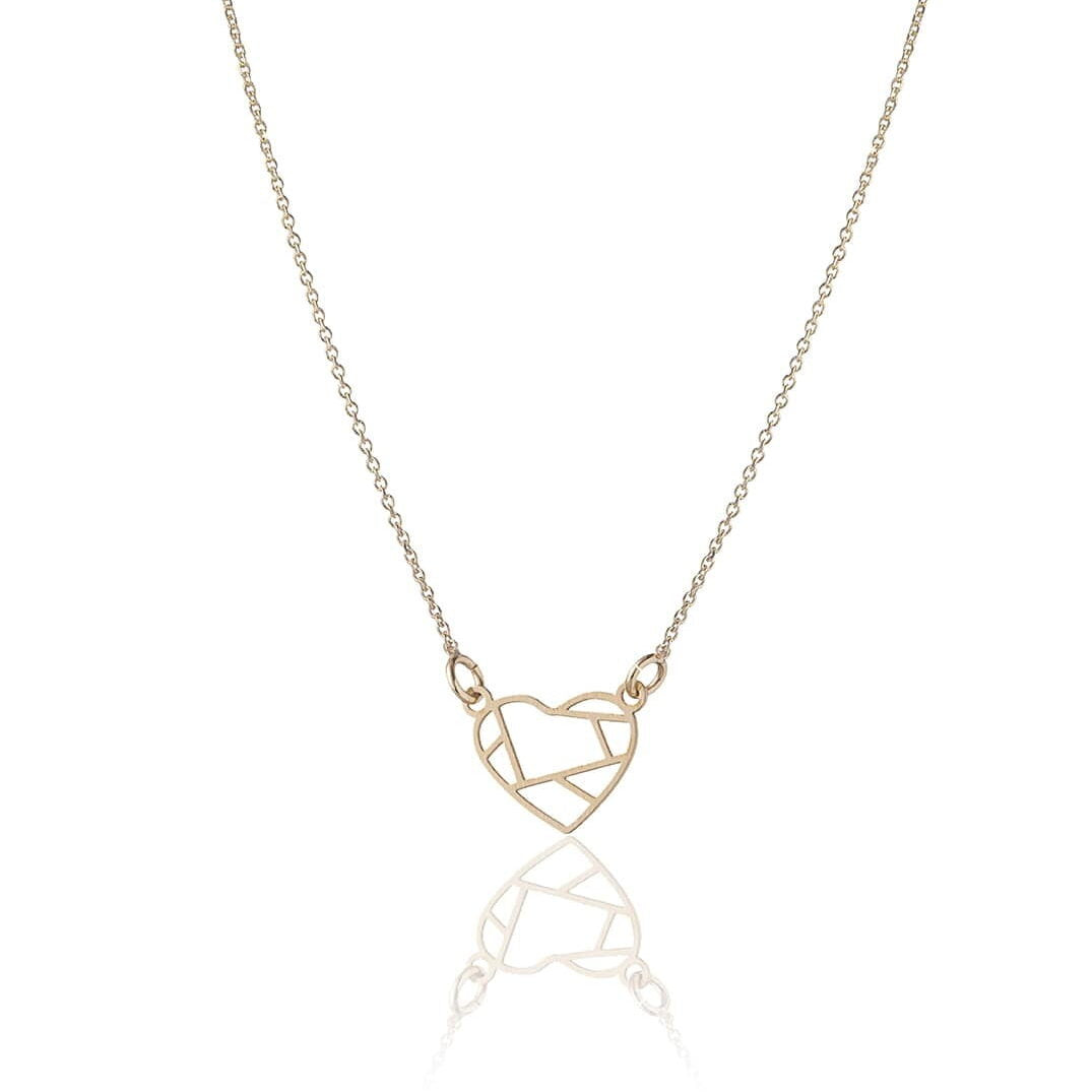 Halskette aus Gold mit geometrischem Herz