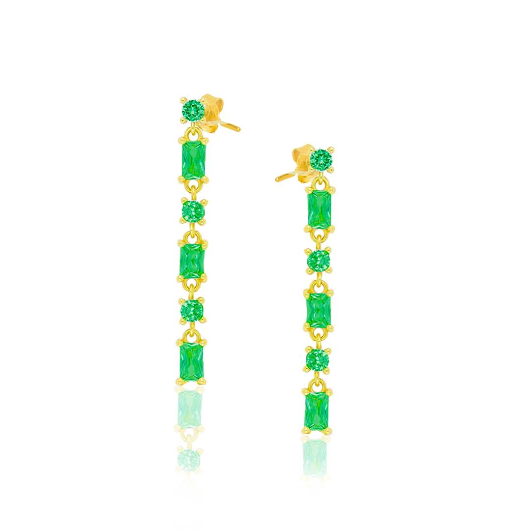 Goldene Crystal-Ohrstecker mit grünen Zirkonen