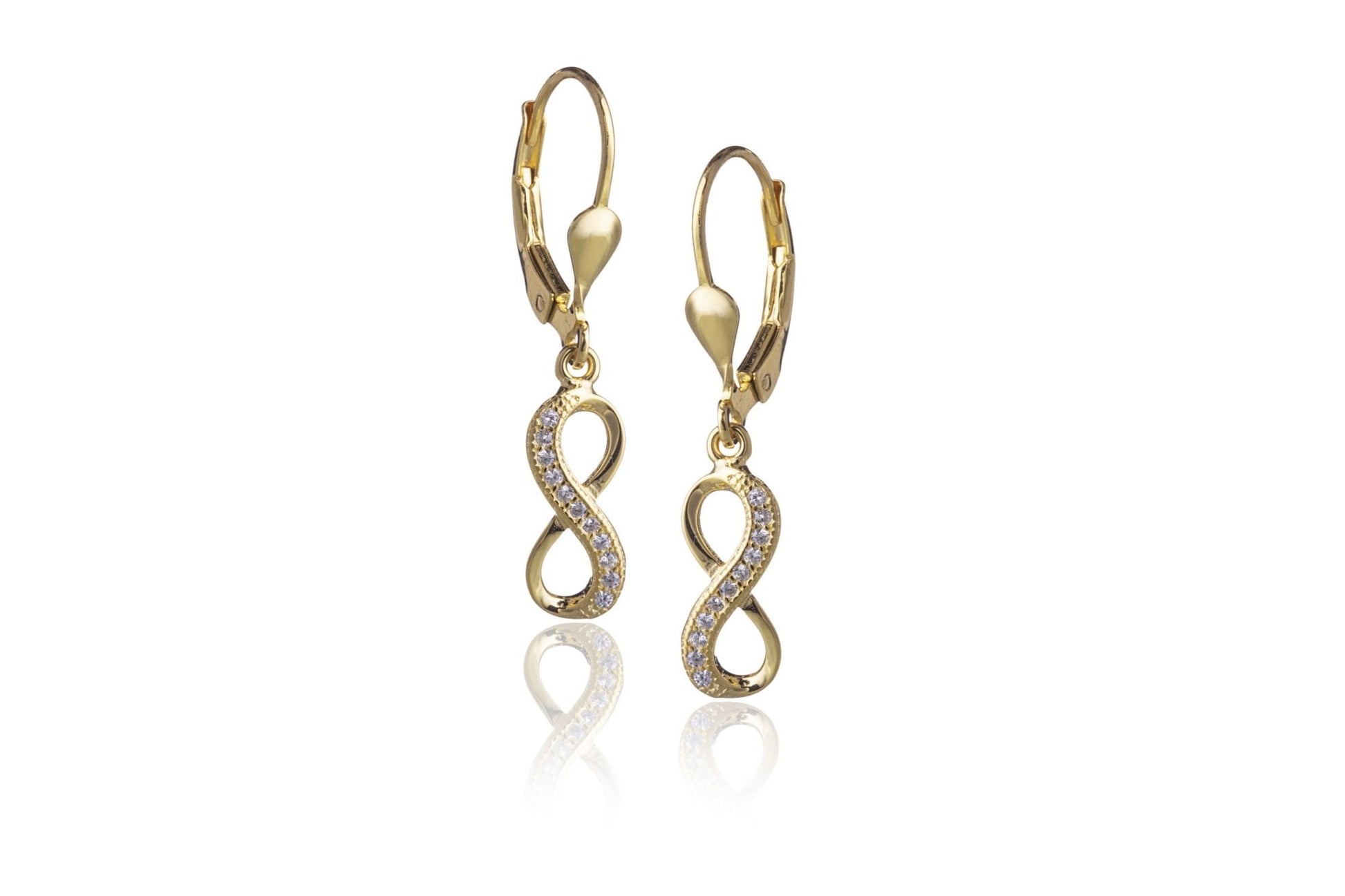 Boucles d'oreilles Infini Dorées avec Zircones Blanches