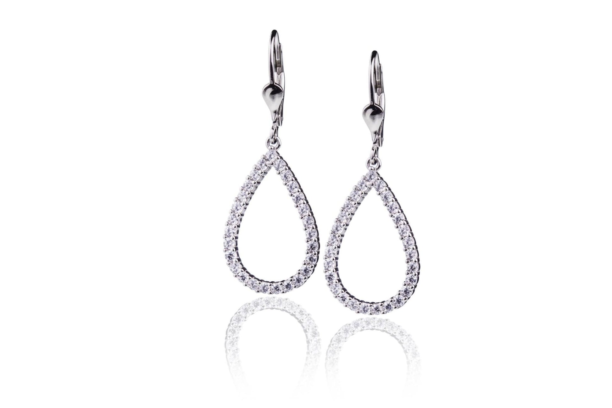 Orecchini in Argento Rodiati Goccia con Zirconi