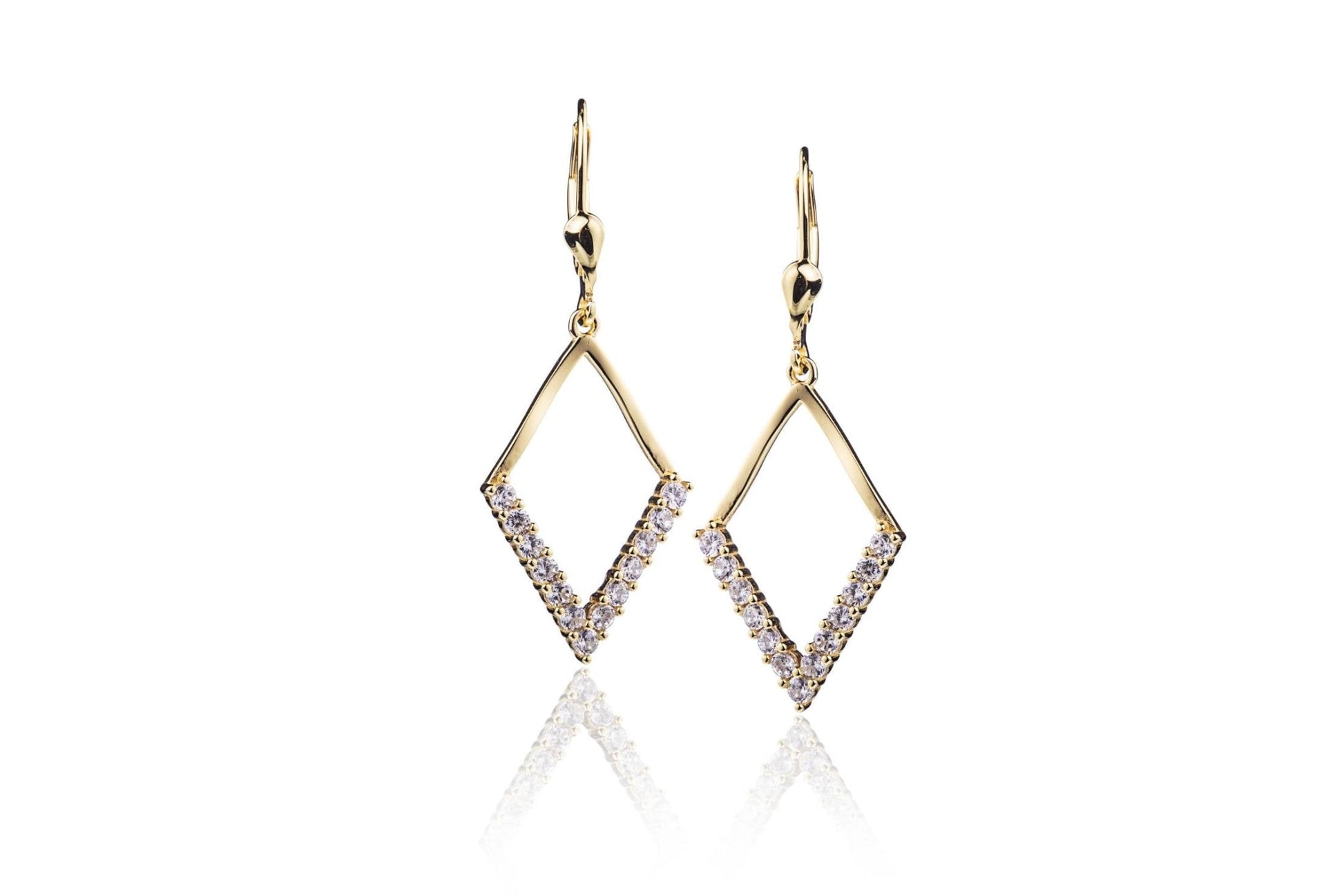 Orecchini in Argento Dorati Rombo con Zirconi