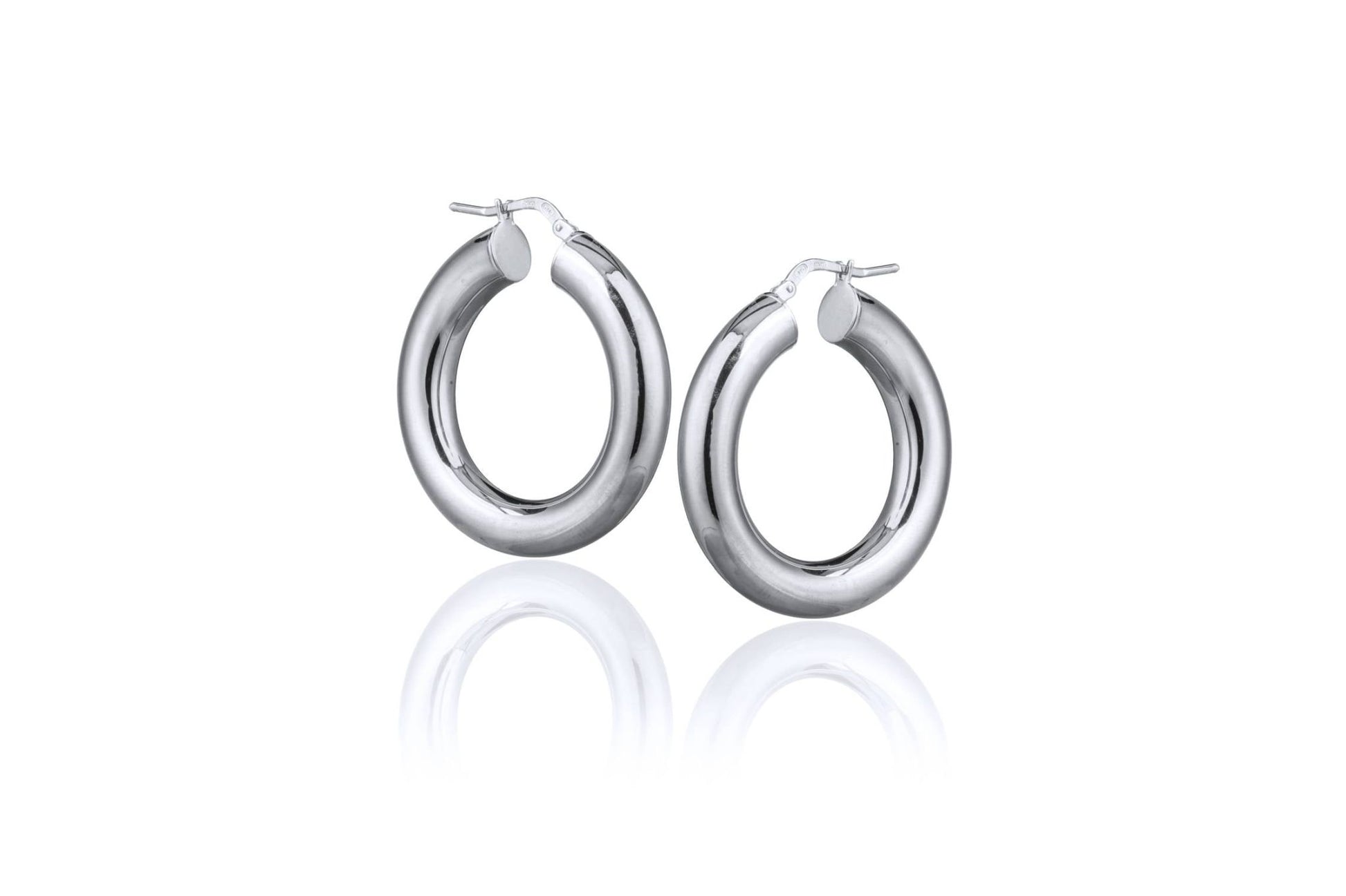 Gewölbte rhodinierte Silber-Creolen