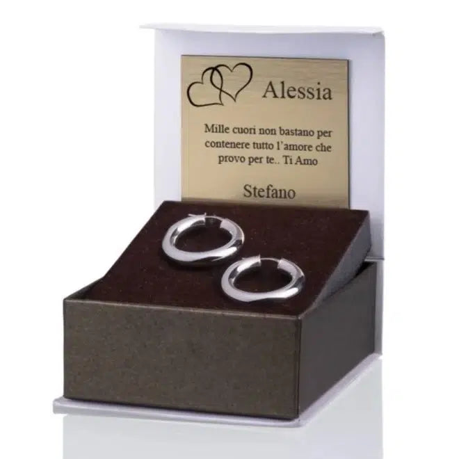 Gewölbte rhodinierte Silber-Creolen