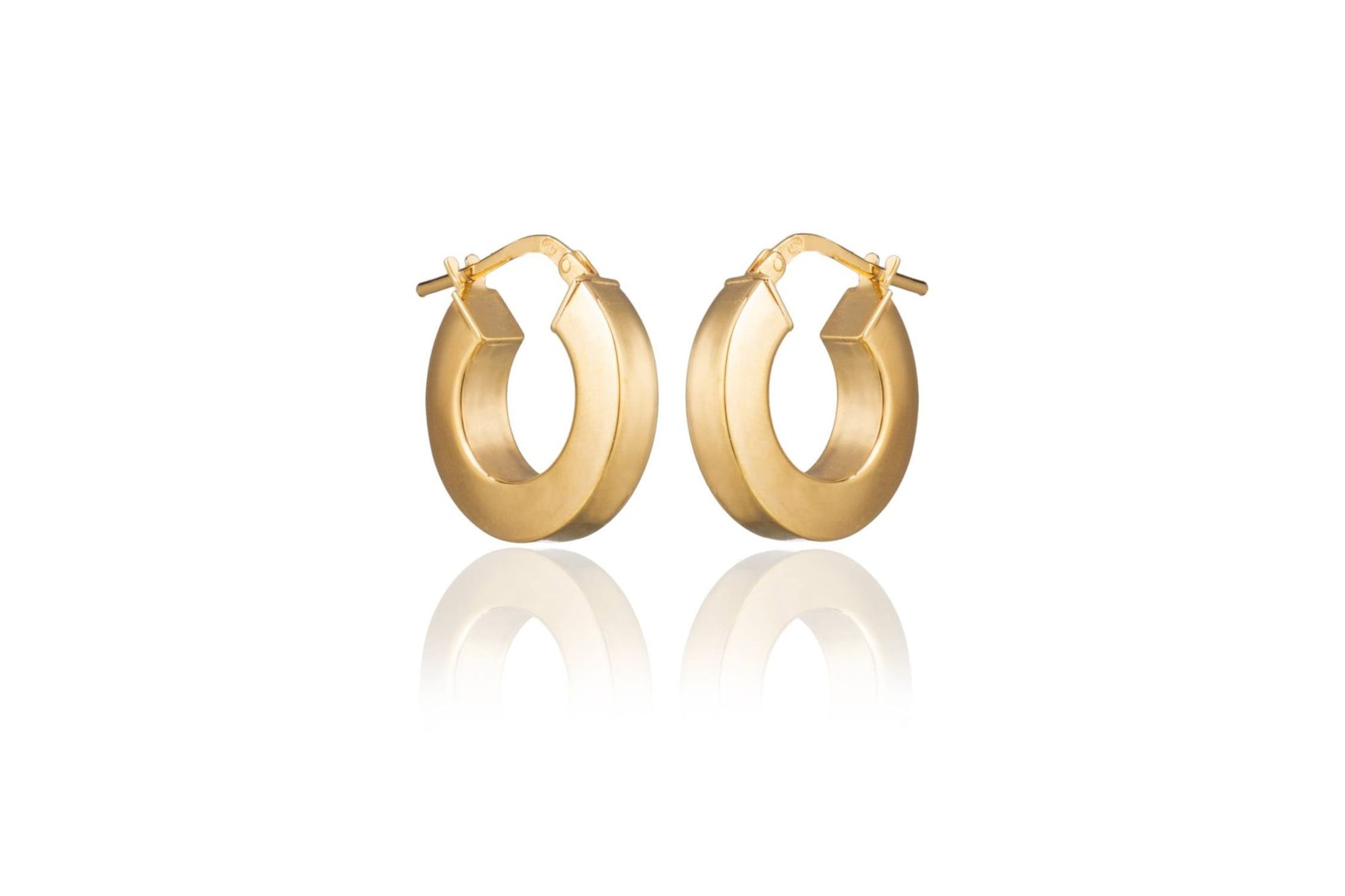 Boucles d'oreilles en Argent Circulaires Carrées Dorées