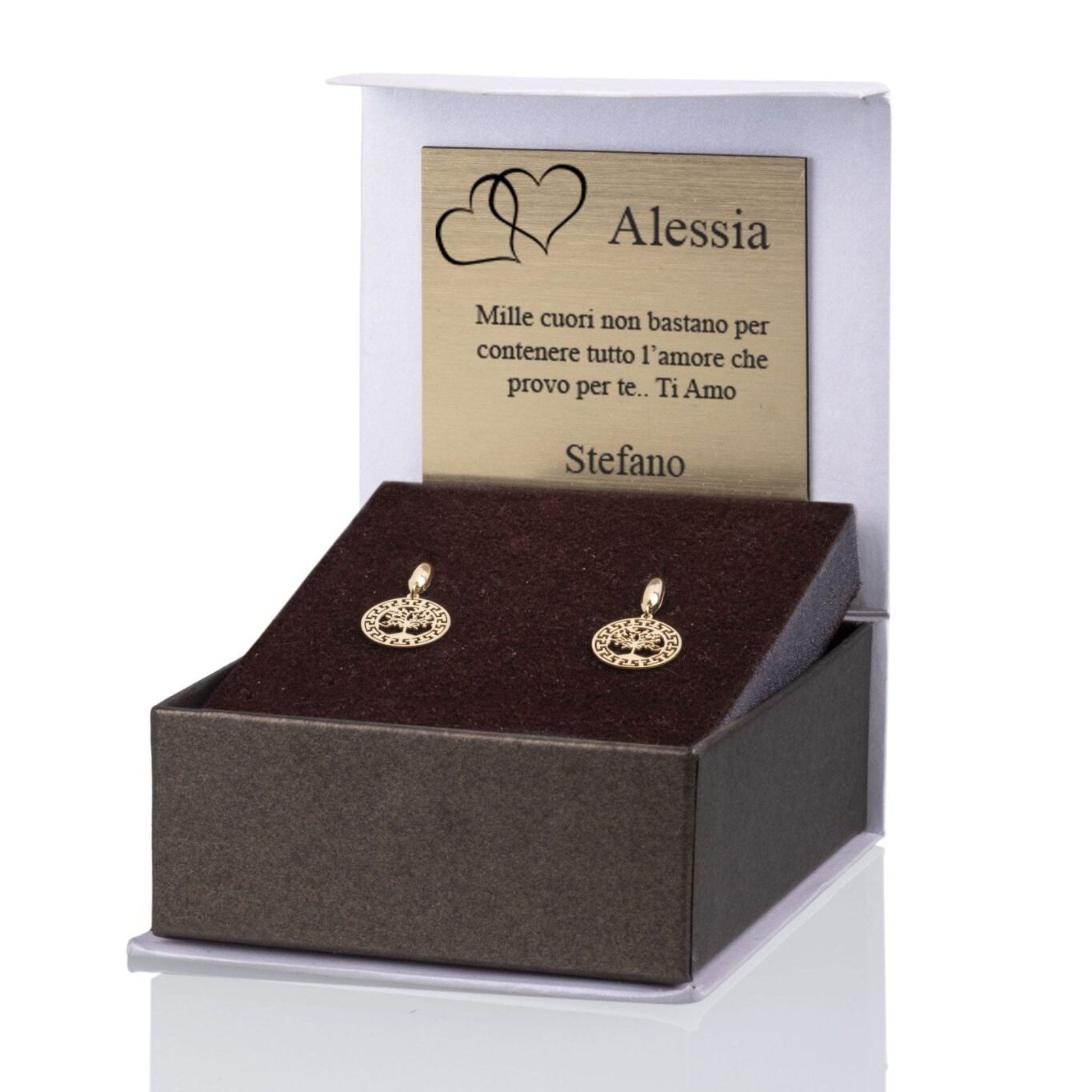 Boucles d'oreilles Dorées avec Arbre de Vie et Méandres