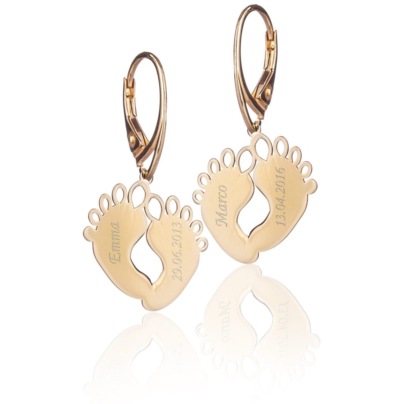 Orecchini con Piedini in Argento Dorati