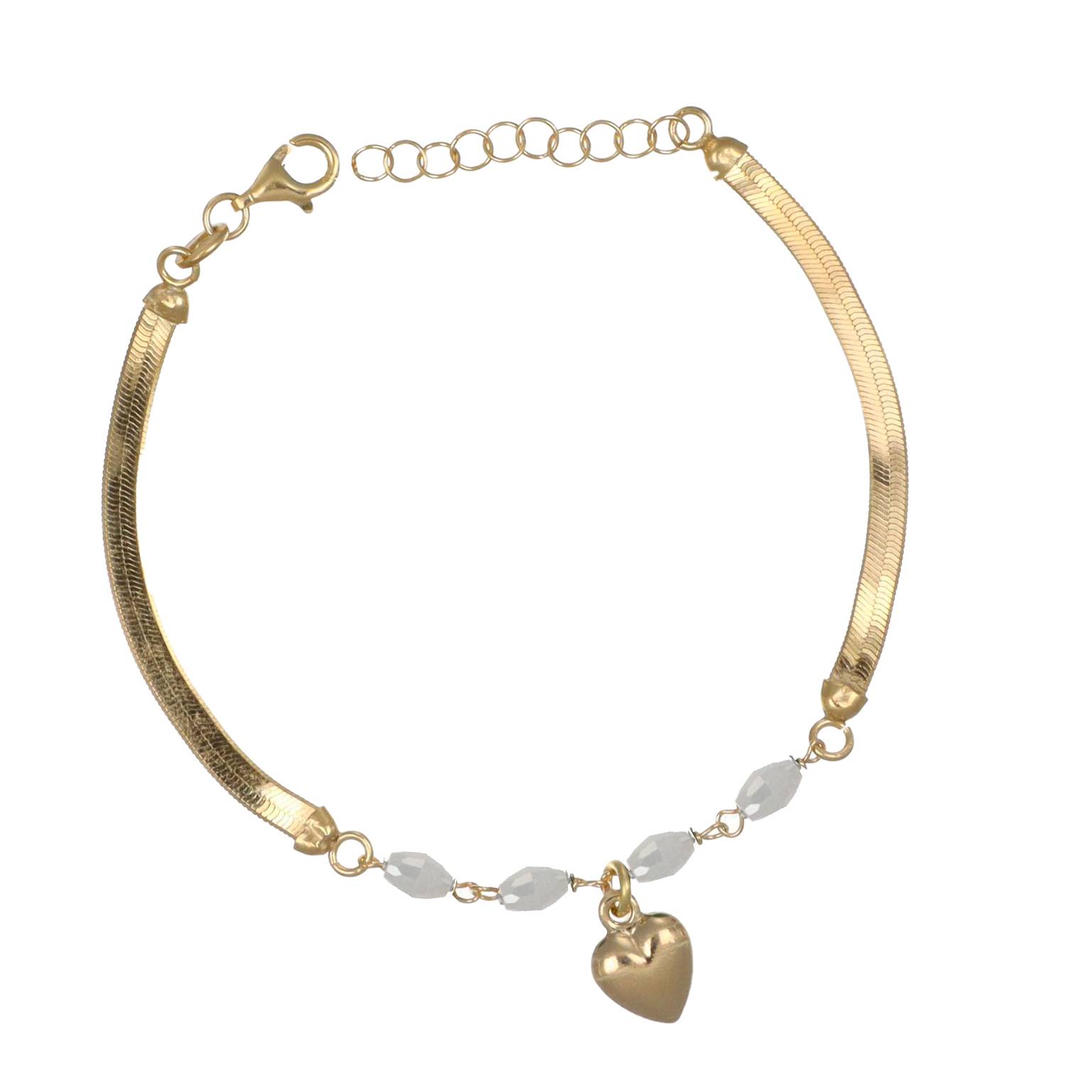 Pulsera Snake con circonitas y colgante de corazón
