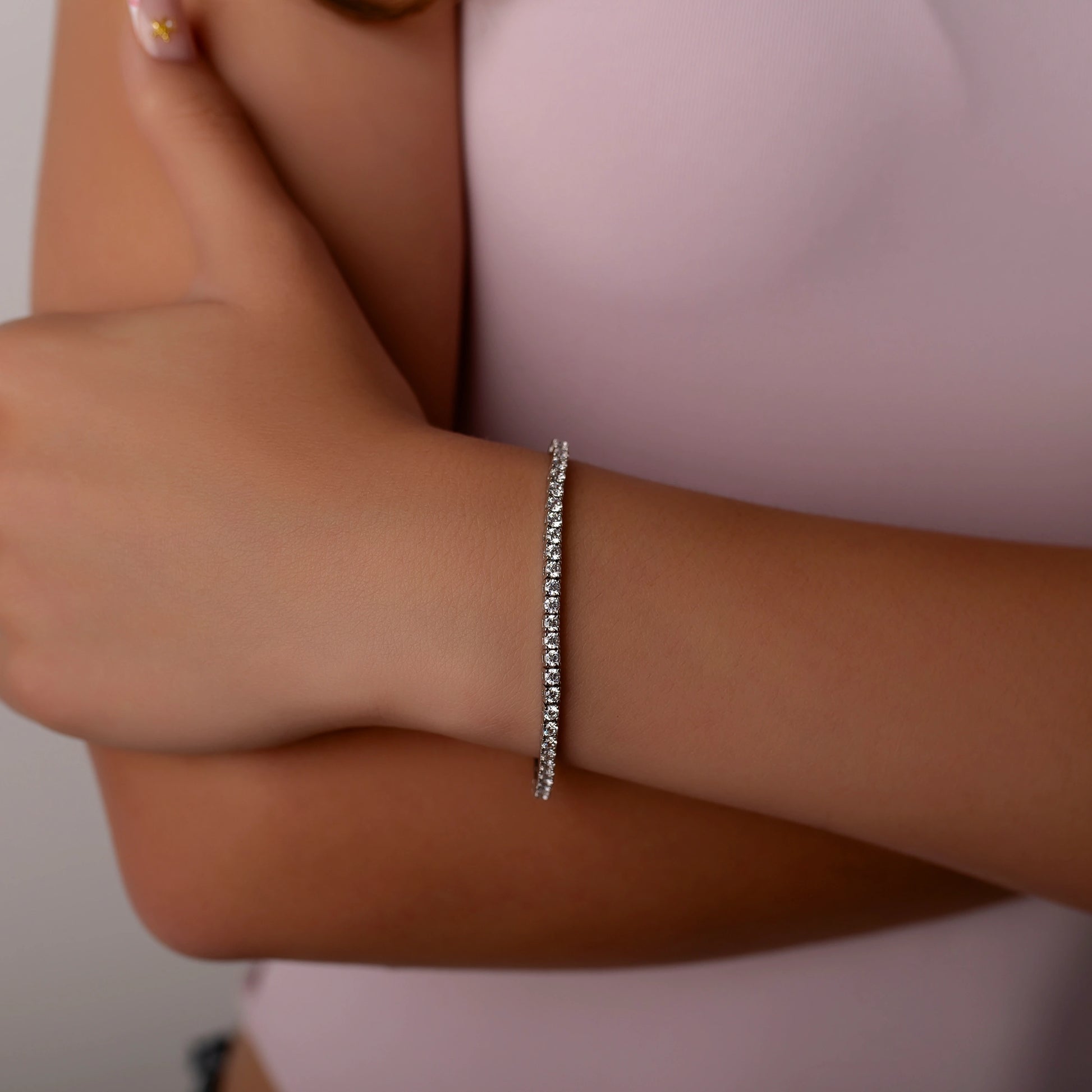 Pulsera tenis de plata con circonitas blancas