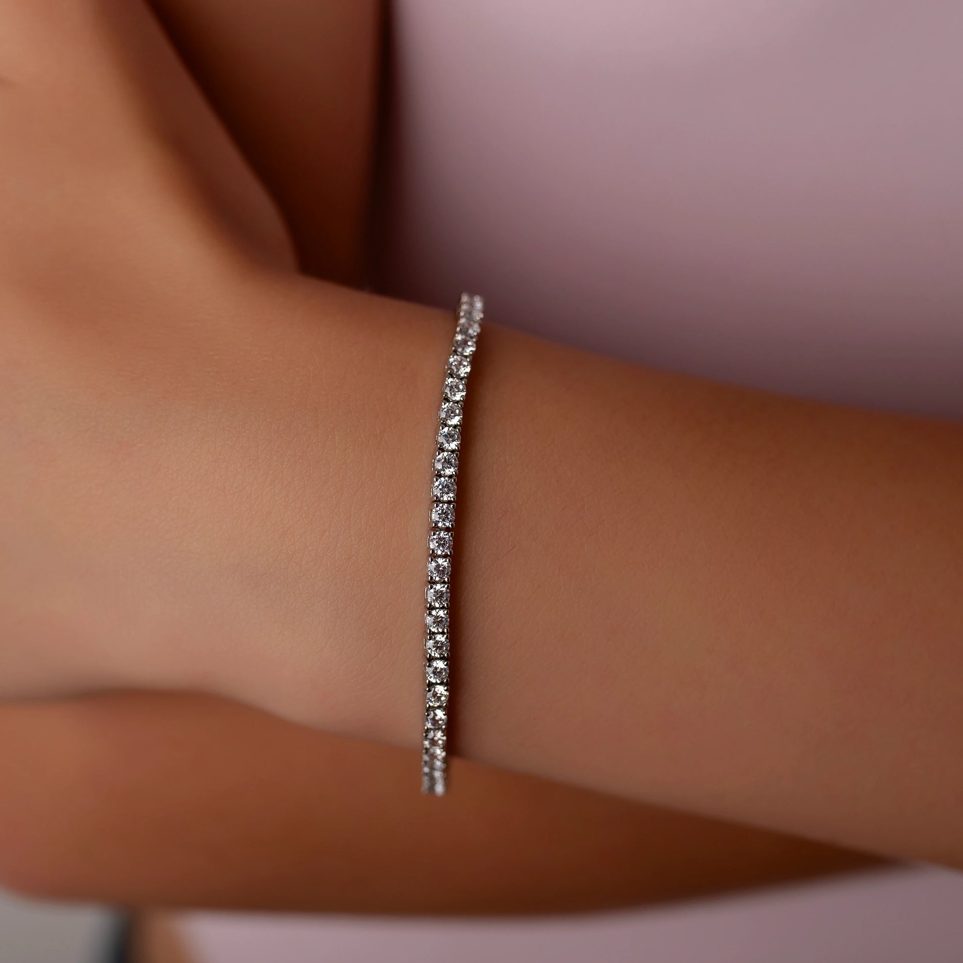 Pulsera tenis de plata con circonitas blancas