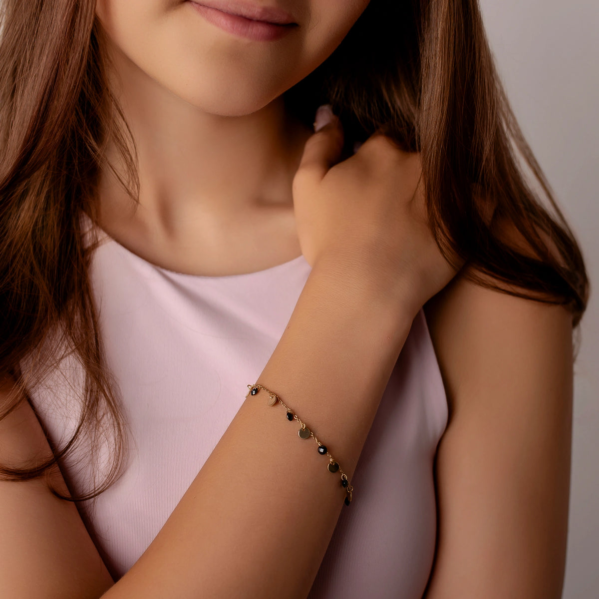 Gold-Plated Silver Bracelet with Medals and Zirconia