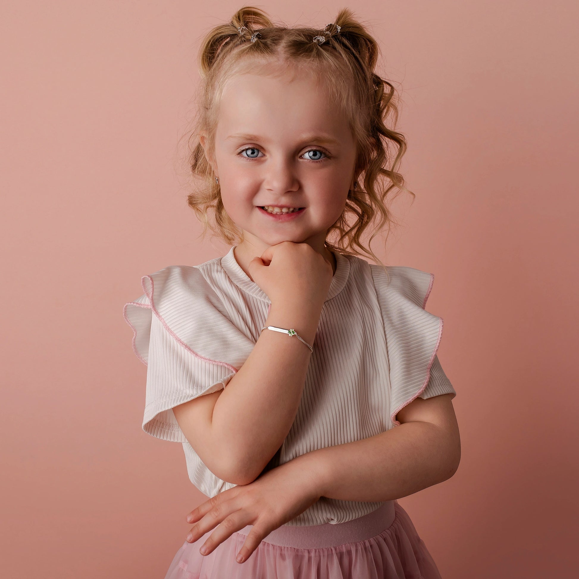 Children's Bracelet with Green Clover on Tag