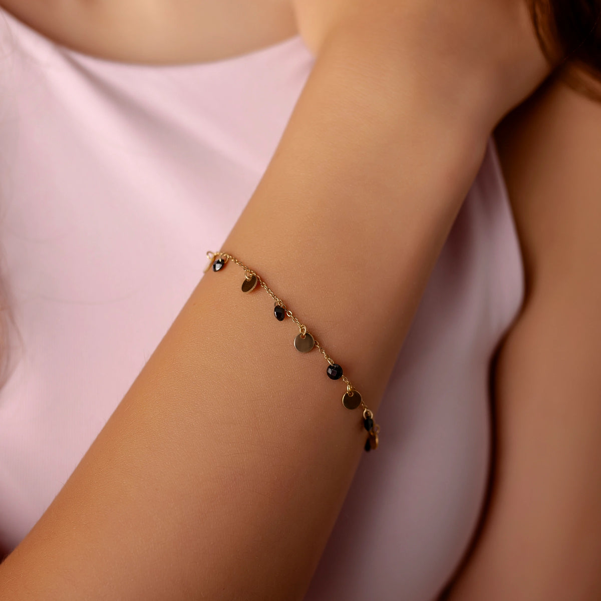 Gold-Plated Silver Bracelet with Medals and Zirconia