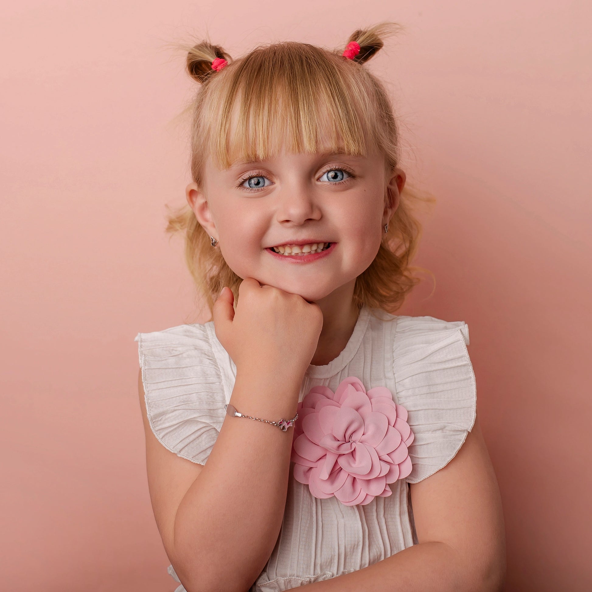 Bracciale con Pony Rosa Smaltato e Piastrina Incidibile