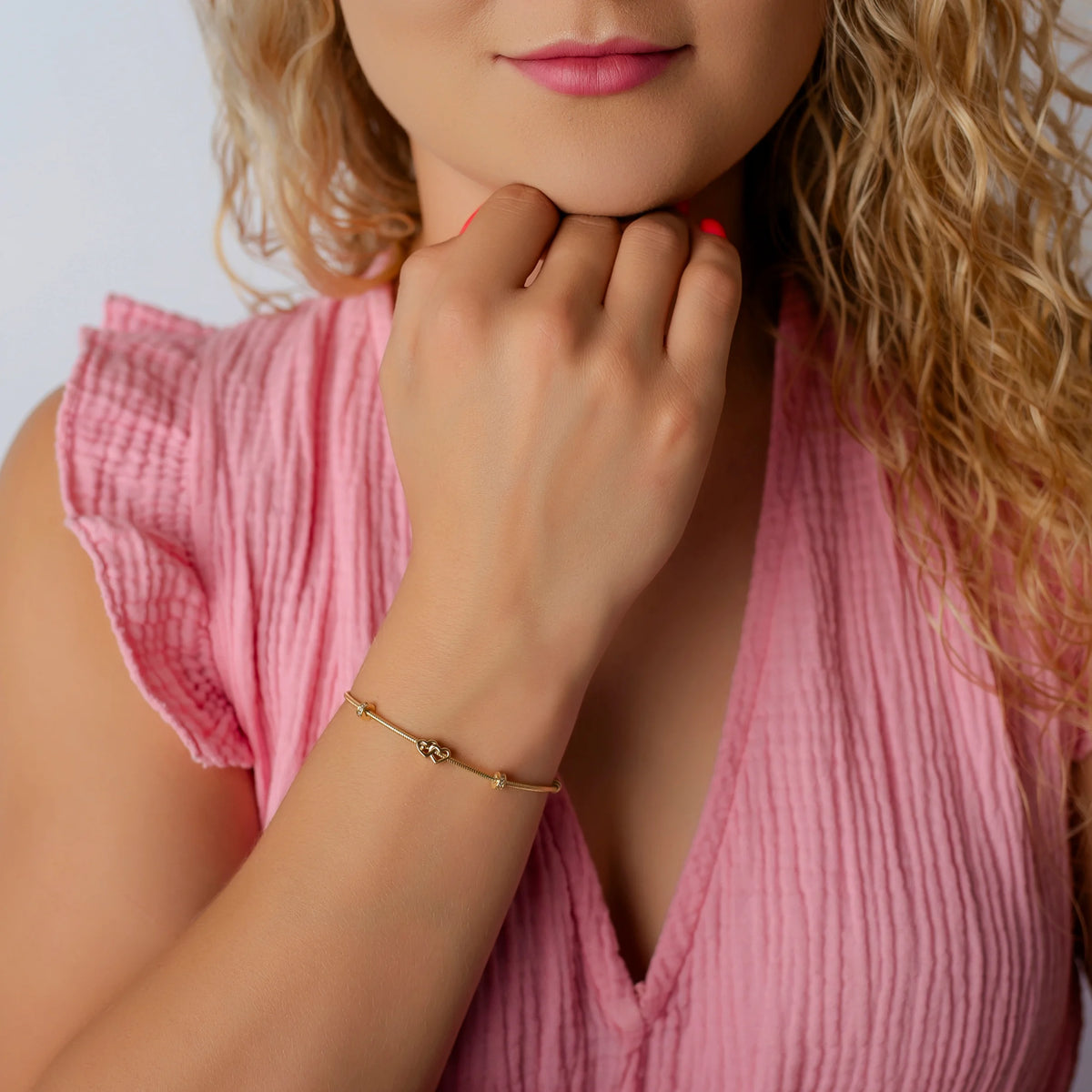 Bracciale Argento Charm Doppio Cuore