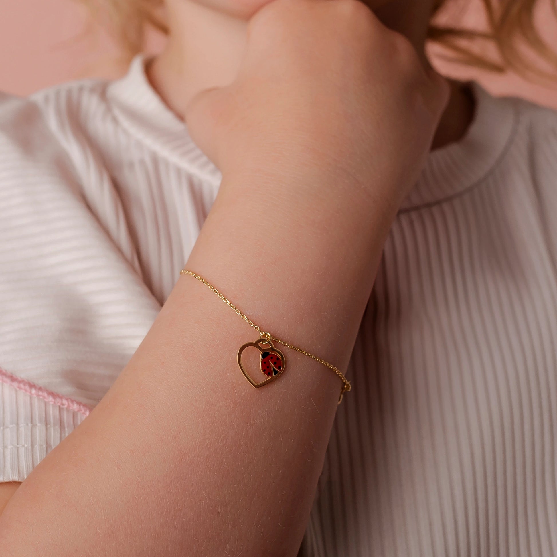 Bracelet with Heart and Ladybug