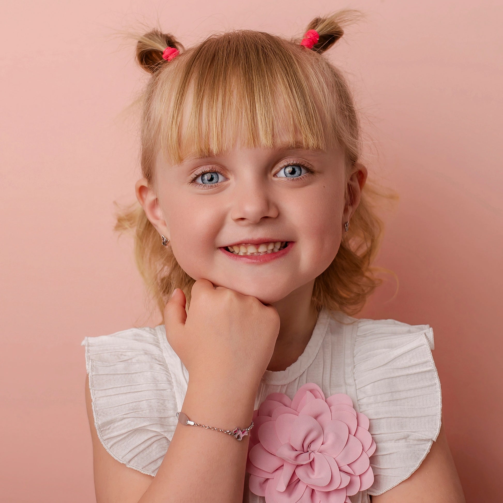 Bracciale con Pony Rosa Smaltato e Piastrina Incidibile