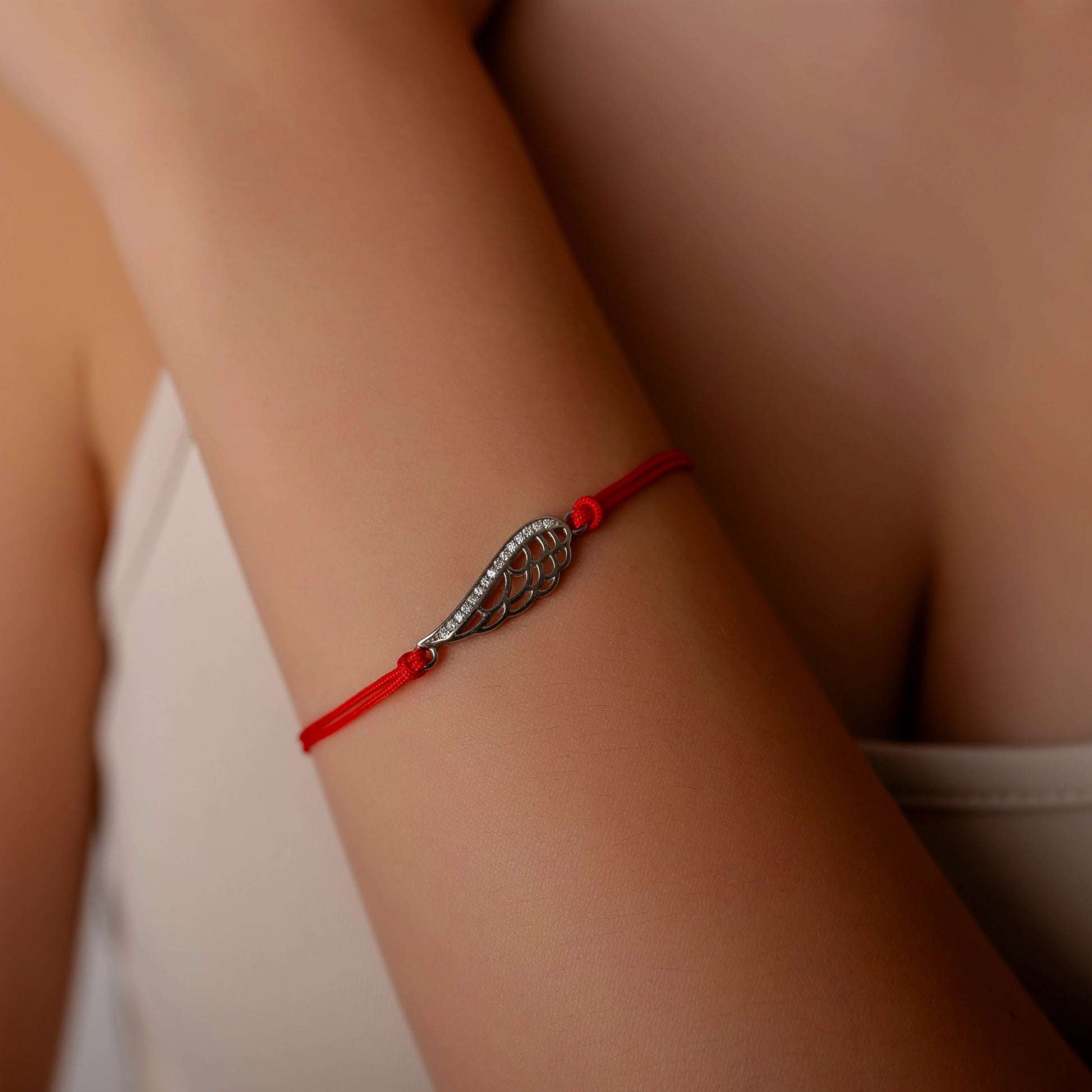 Bracciale in Argento in Cordino Ala Strass Grande Rodiato
