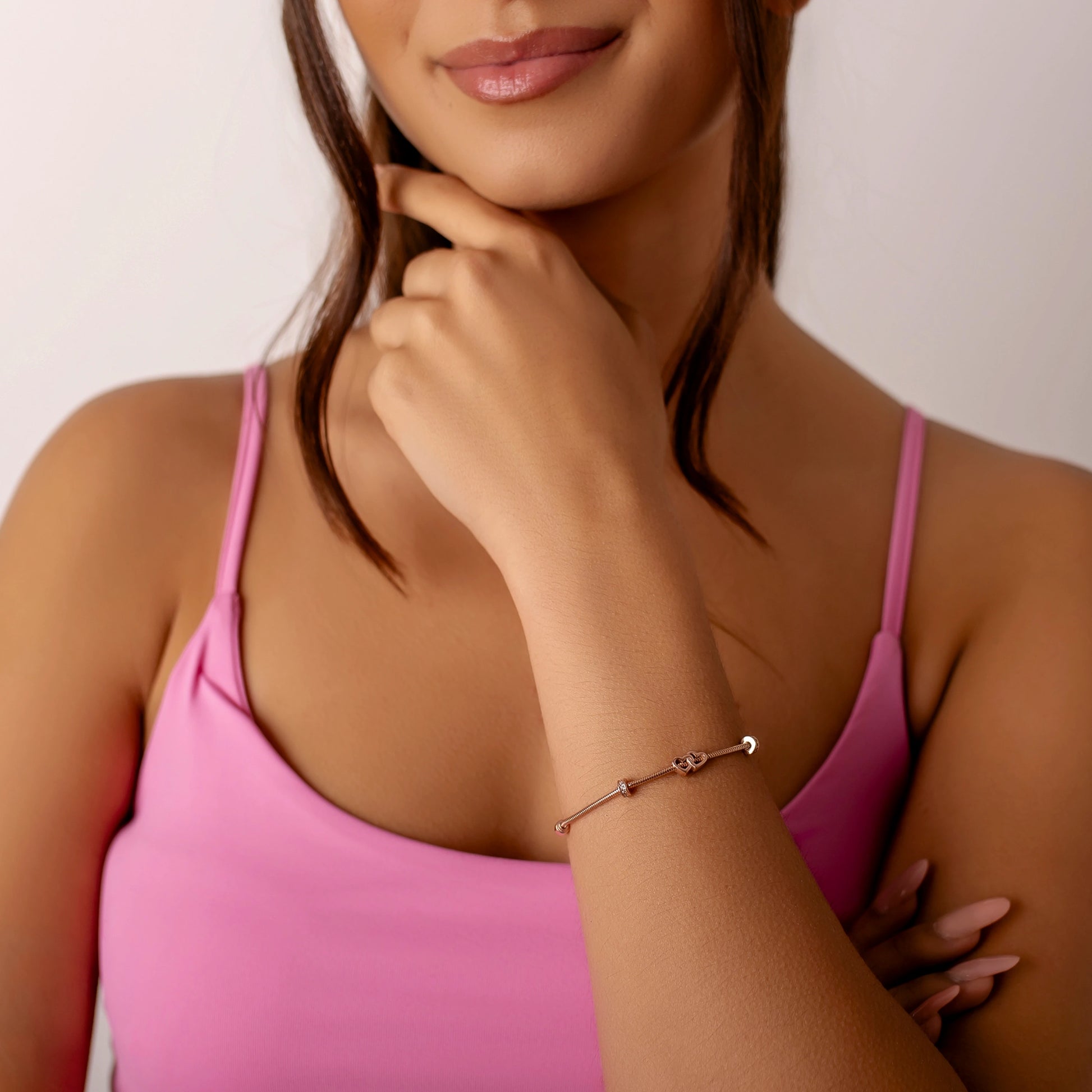 Bracciale Argento Charm Doppio Cuore