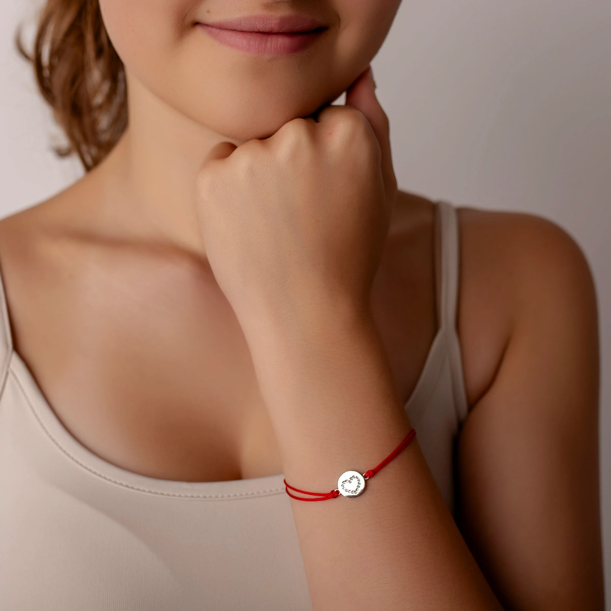 Pulsera de plata con cordón Love