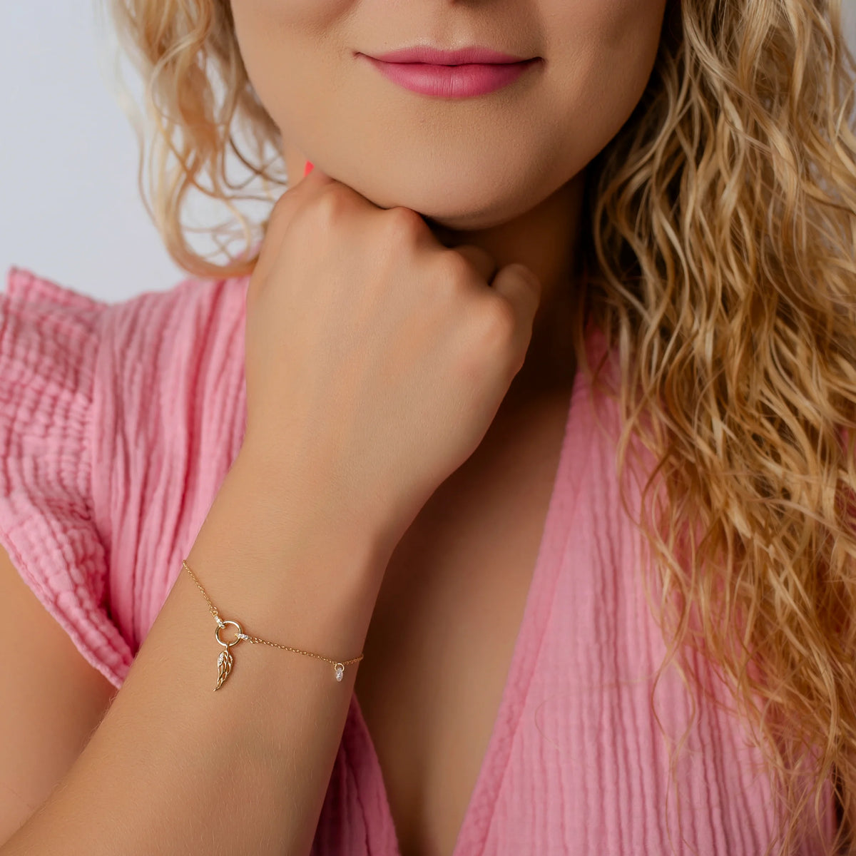 Bracciale Argento con Ala e Punto Luce