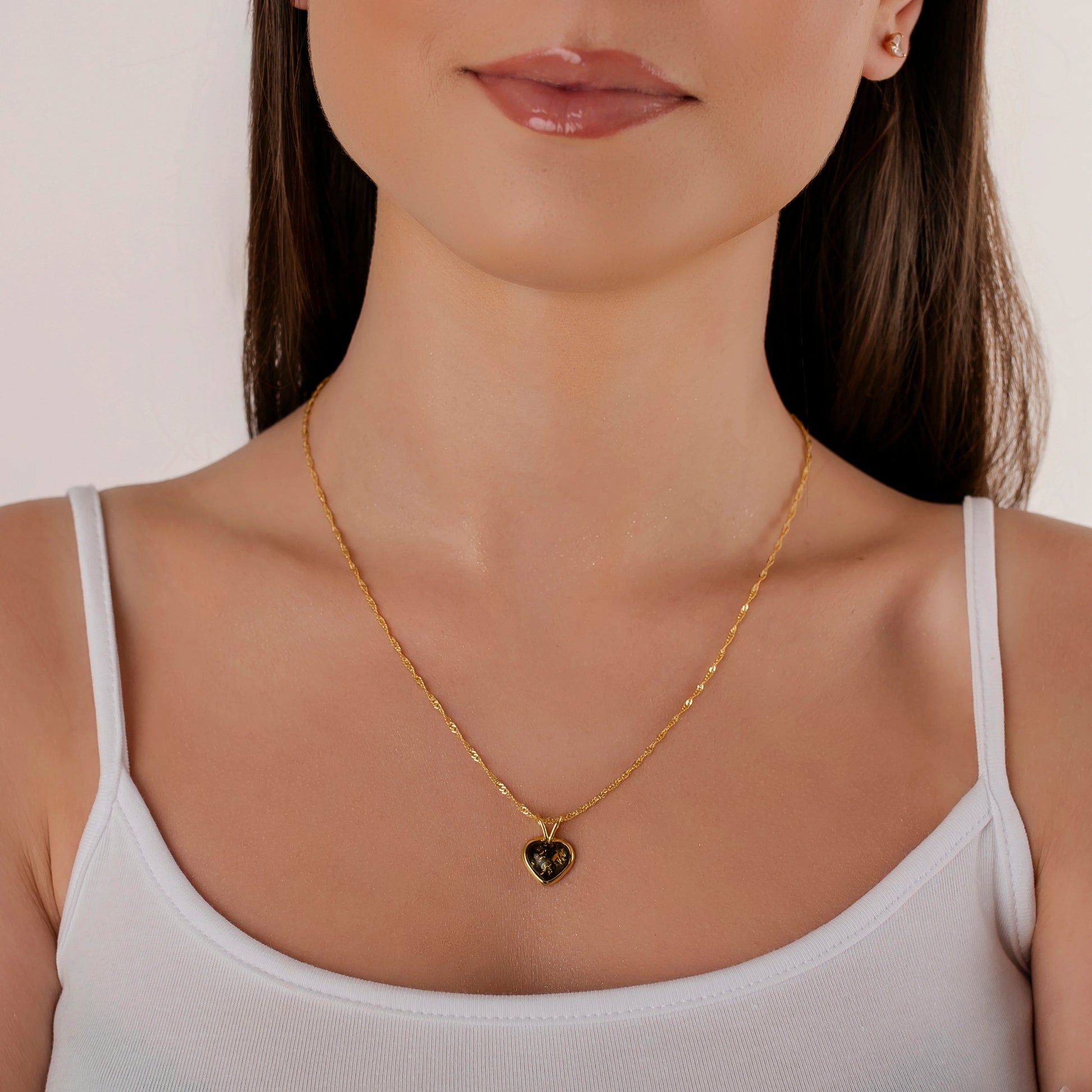 Collana Singapore in Argento Dorato con Ambra