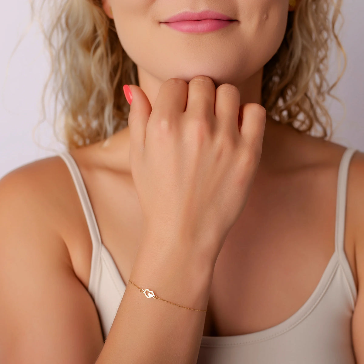 Pulsera de Oro Corazón Doble