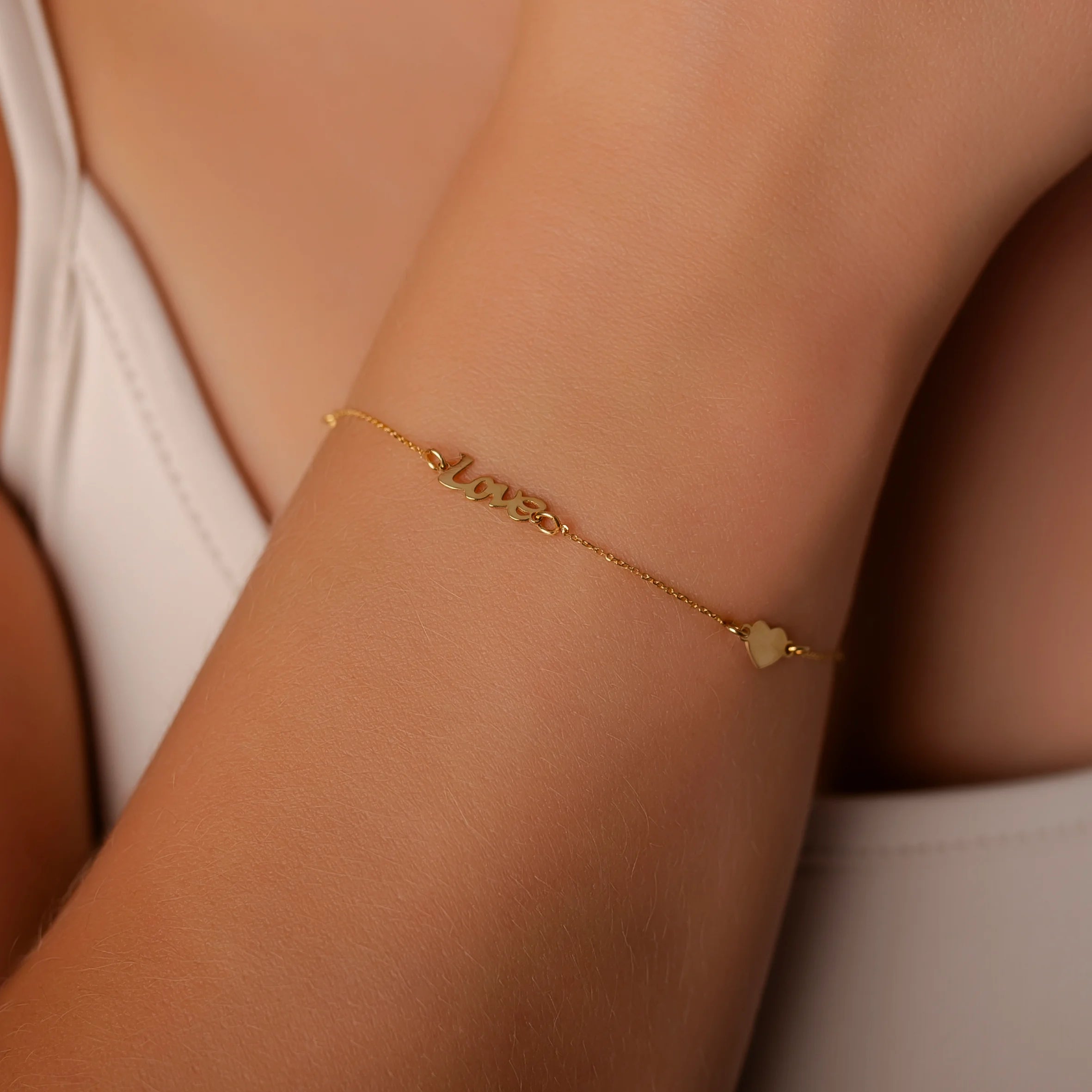 Gold Love Bracelet with Three Hearts