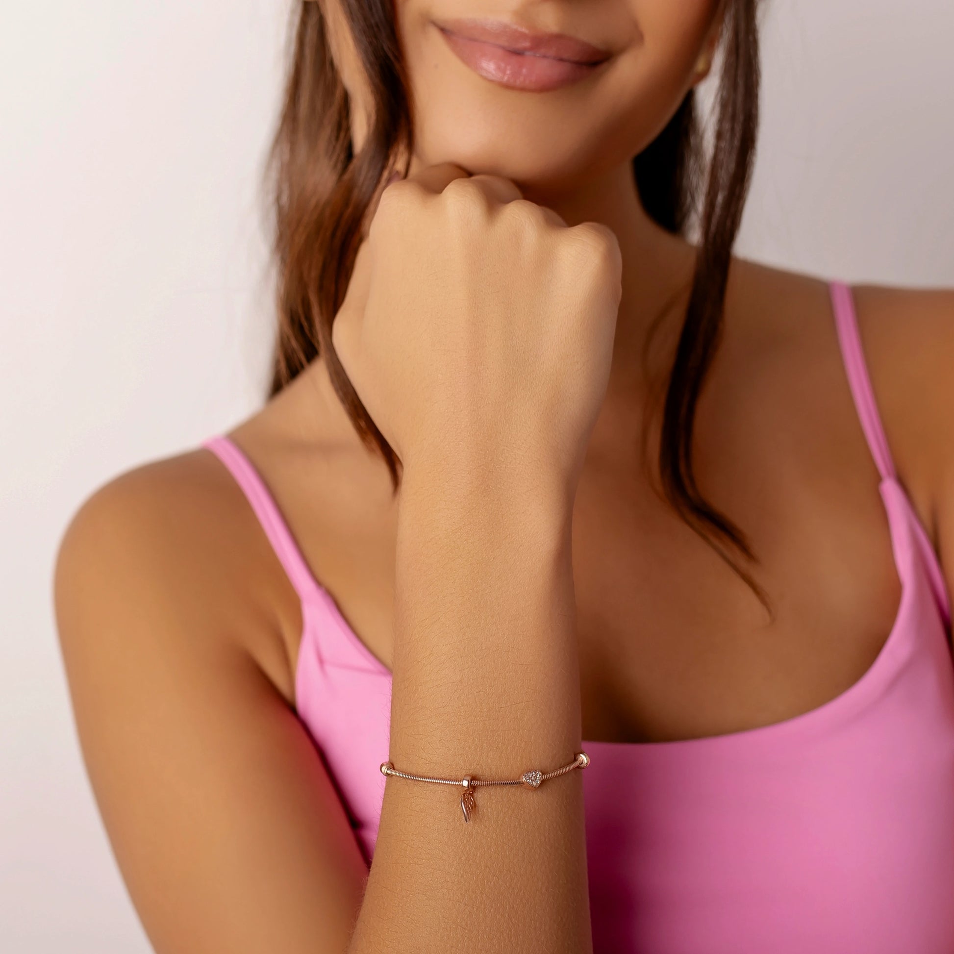 Bracciale Argento Charm Cuore e Ala