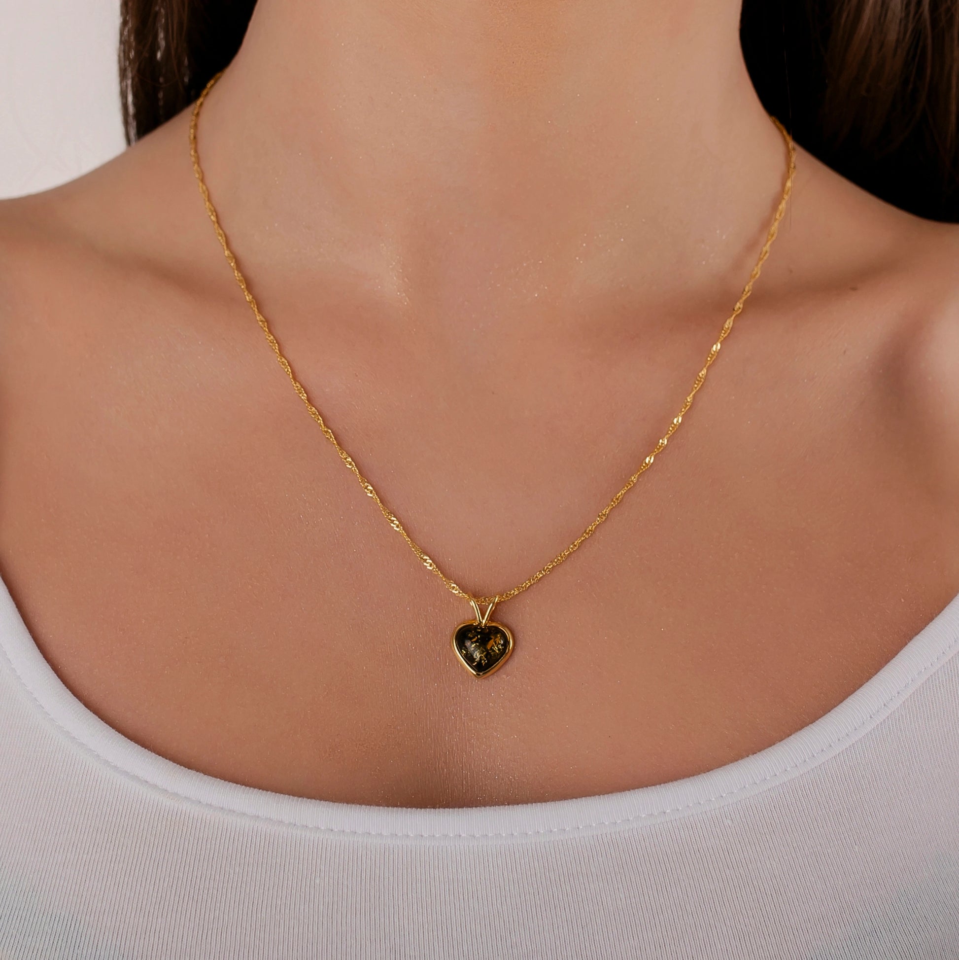 Collana Singapore in Argento Dorato con Ambra