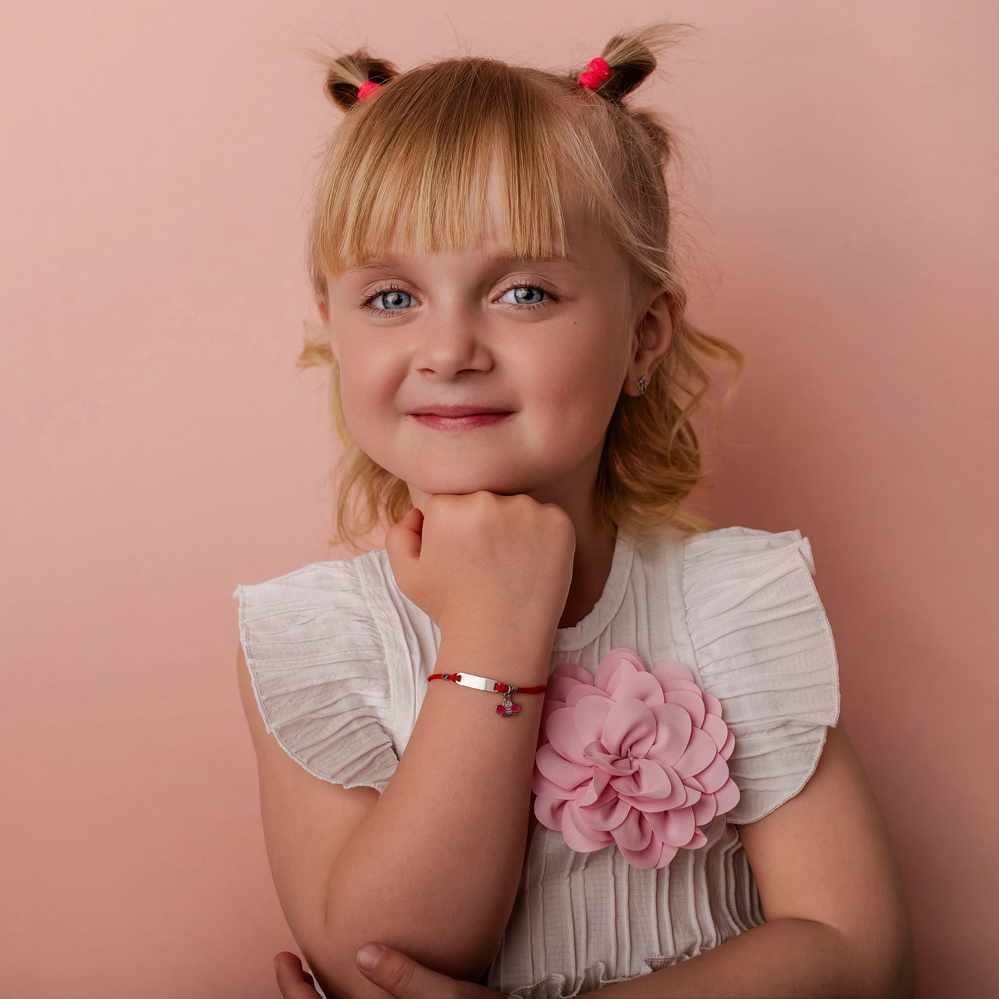 Silver Bracelet for Girls Red Cord Bee