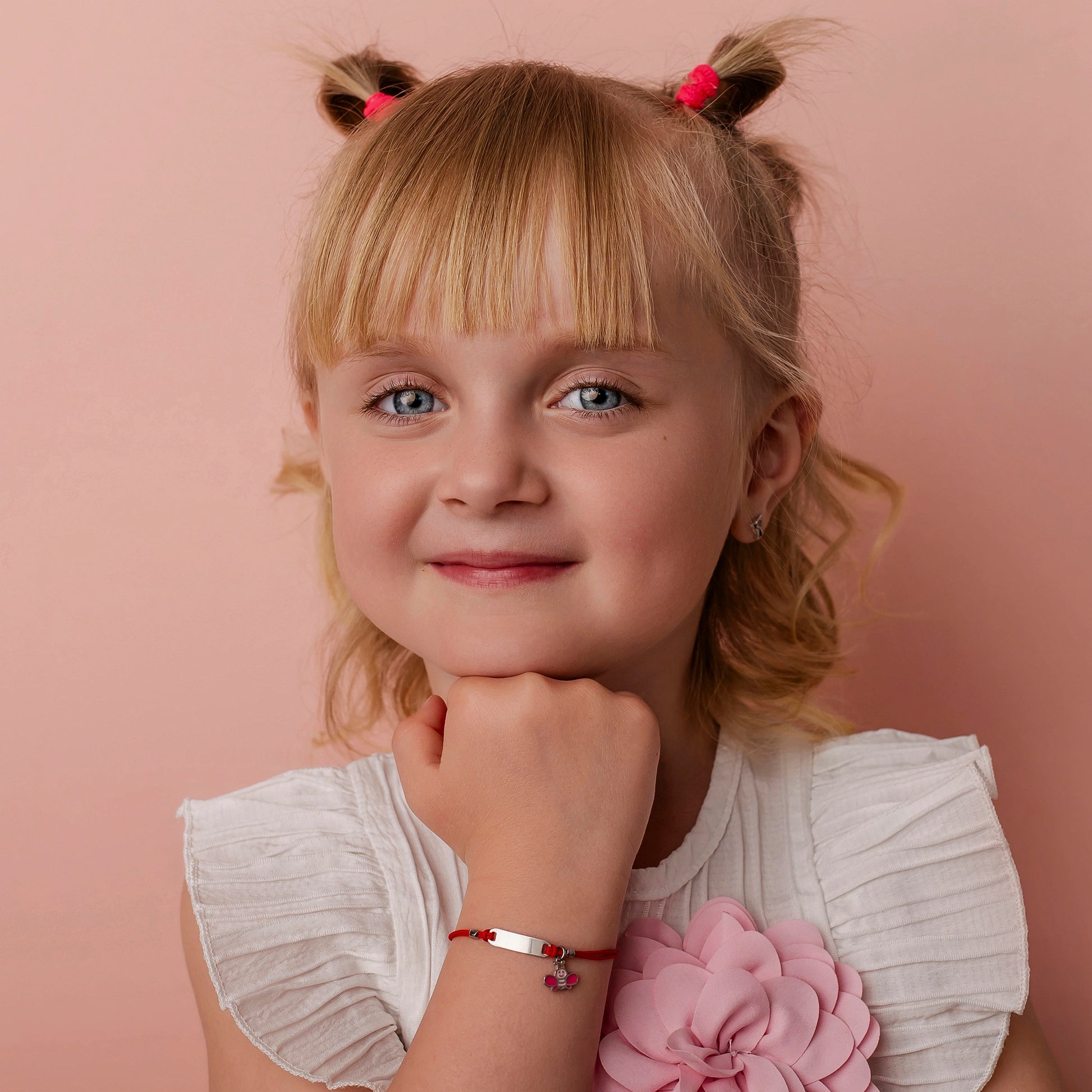 Silver Bracelet for Girls Red Cord Bee