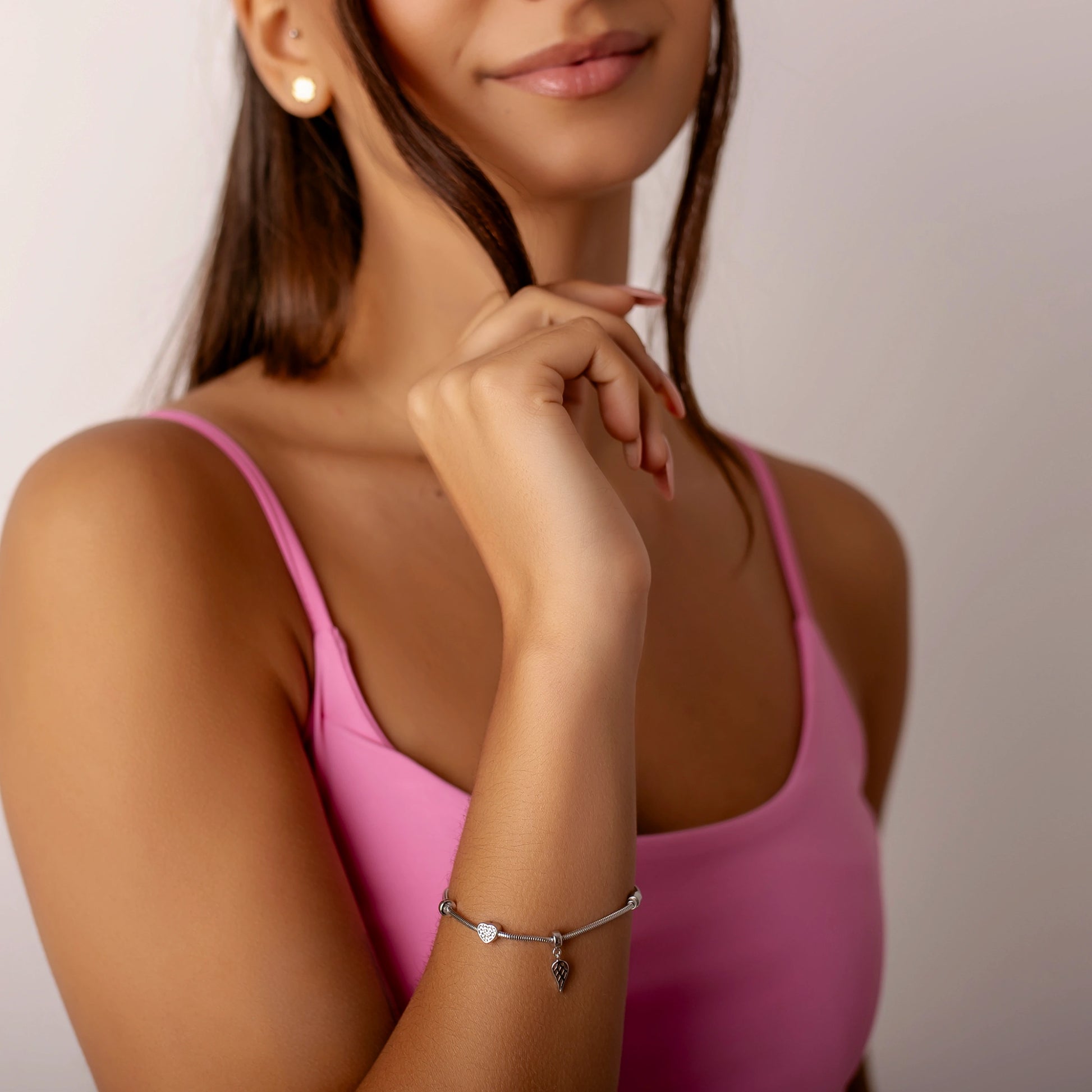 Bracciale Argento Charm Cuore e Ala