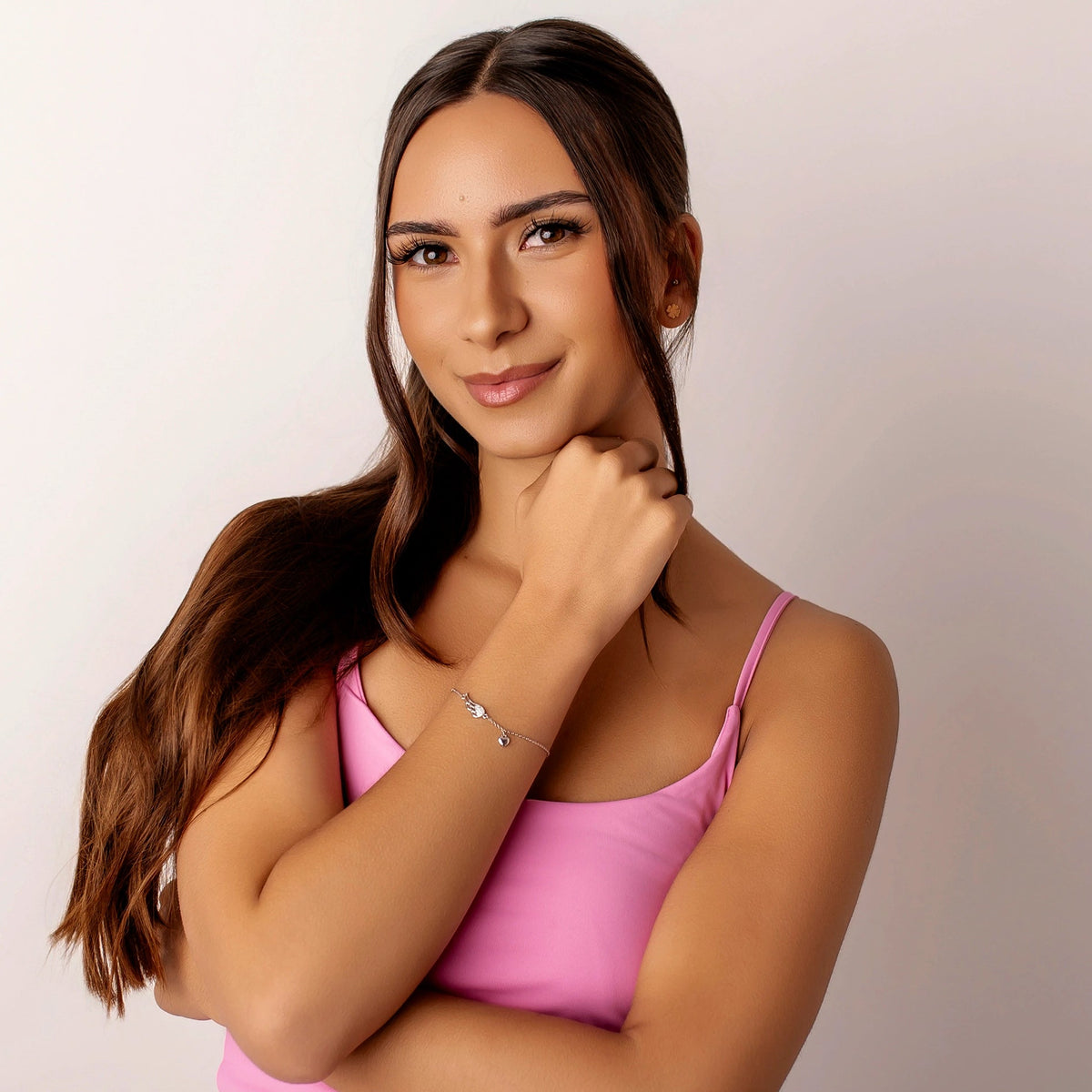 Silberarmband mit Strassflügel und Herz